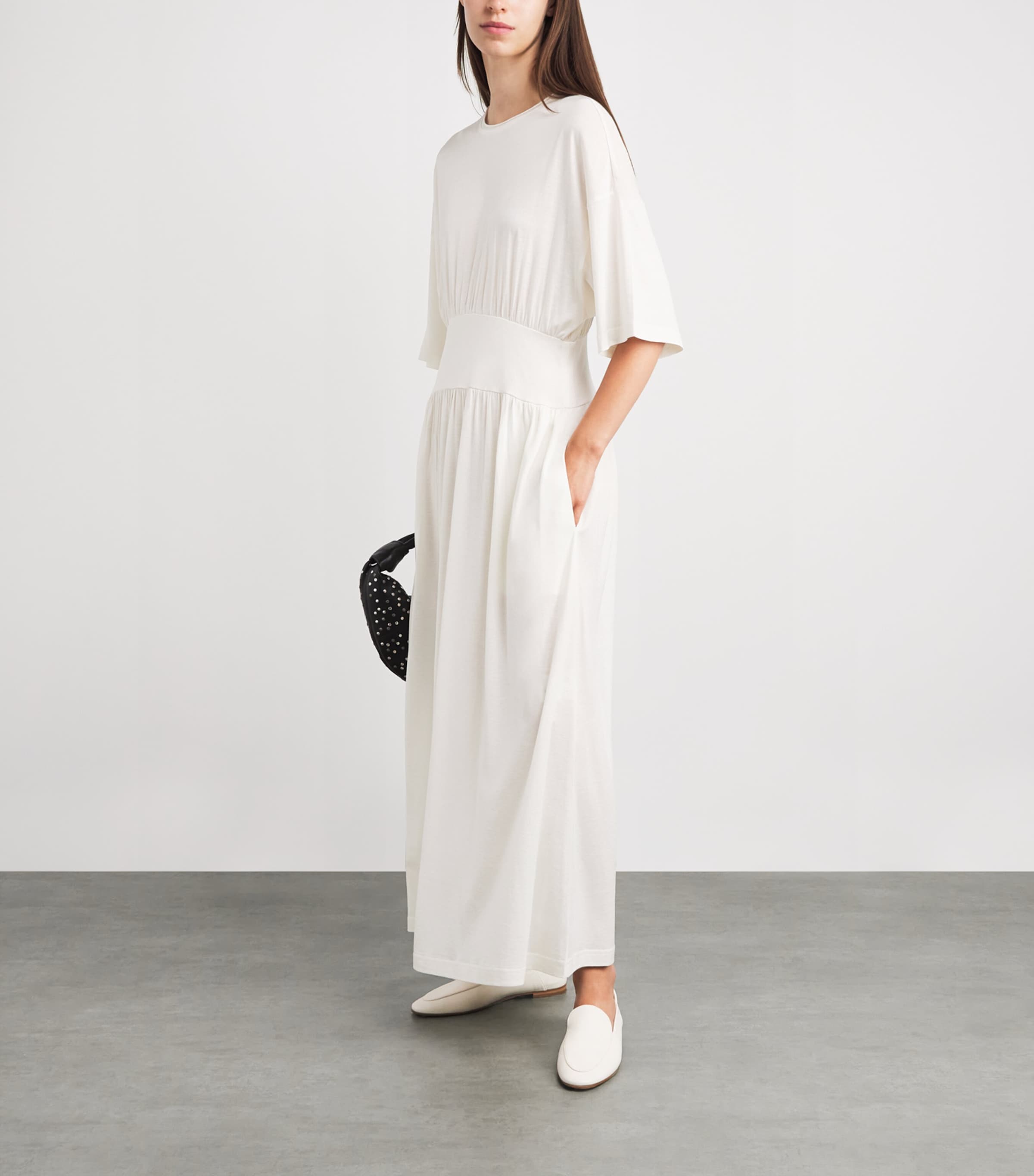 Toteme Womens Cotton-Silk T-Shirt Midi Dress Off White Image 2