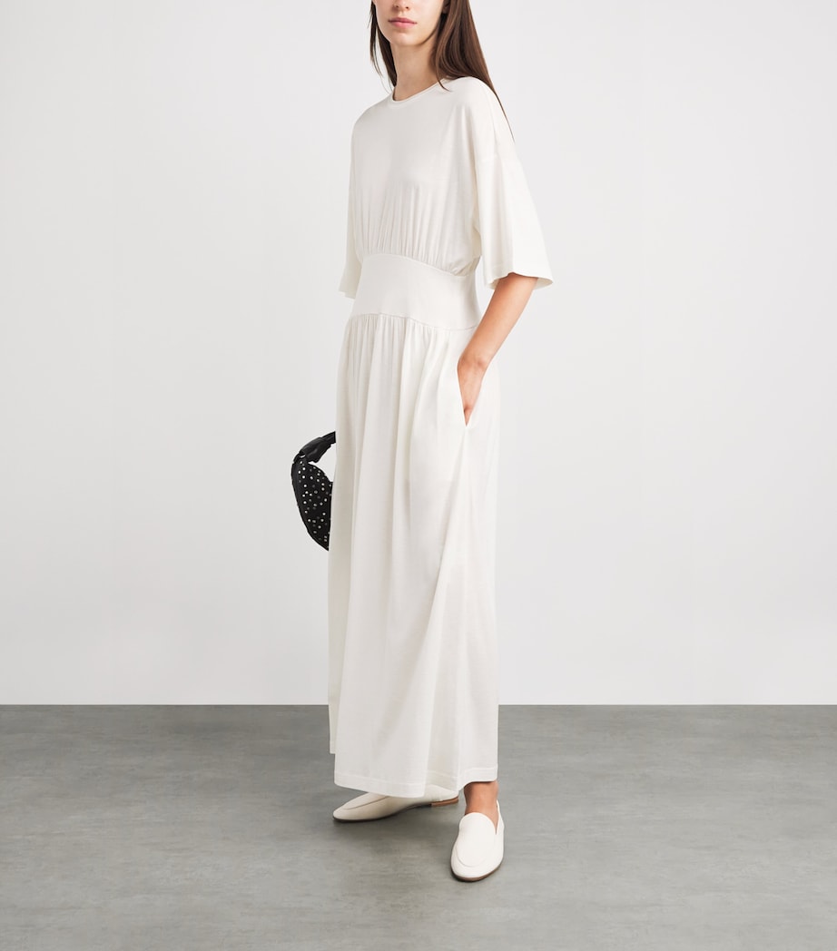 Toteme Womens Cotton-Silk T-Shirt Midi Dress Off White Image 2