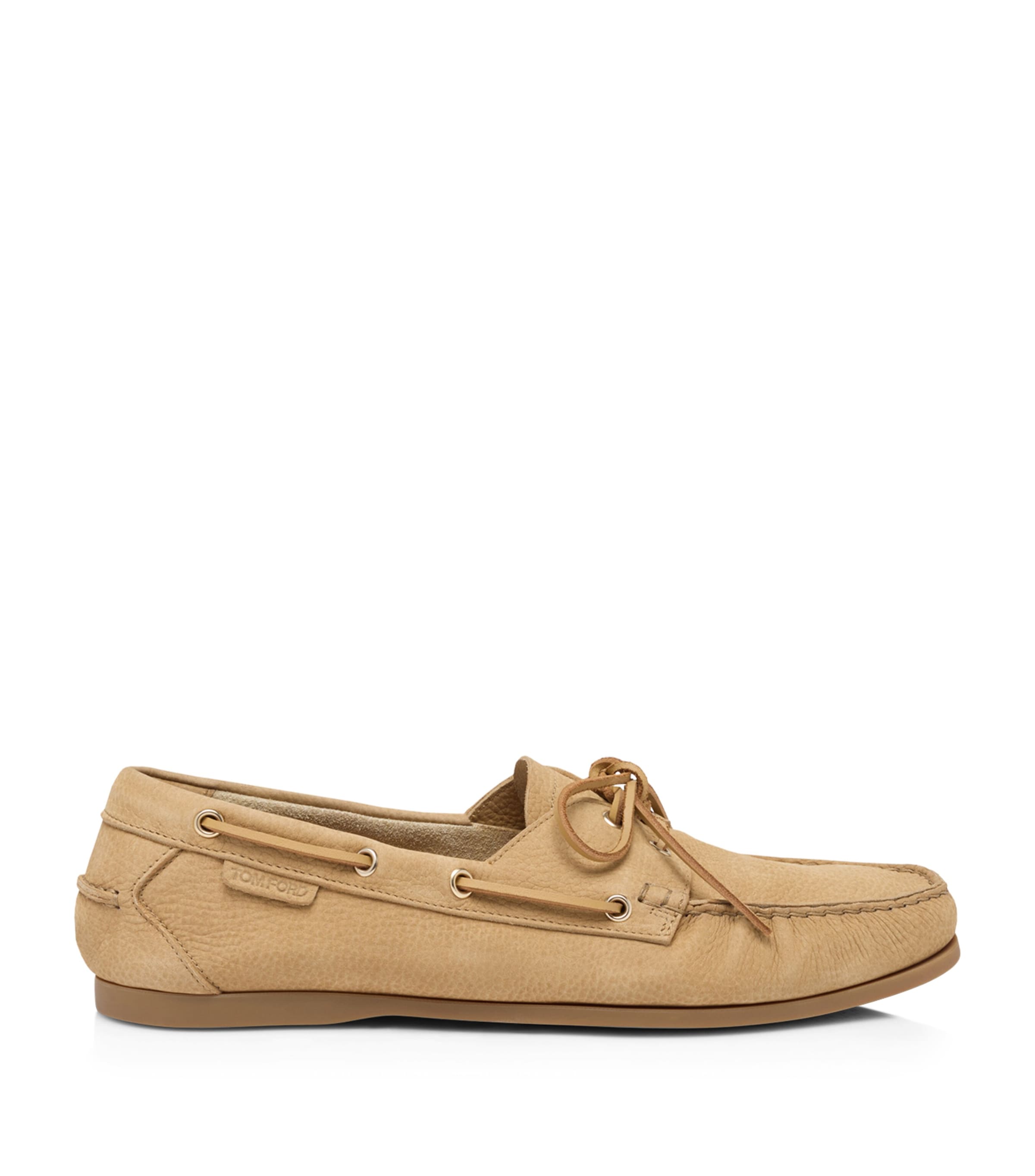 Tom Ford Robin Leather Boat Shoes In Beige