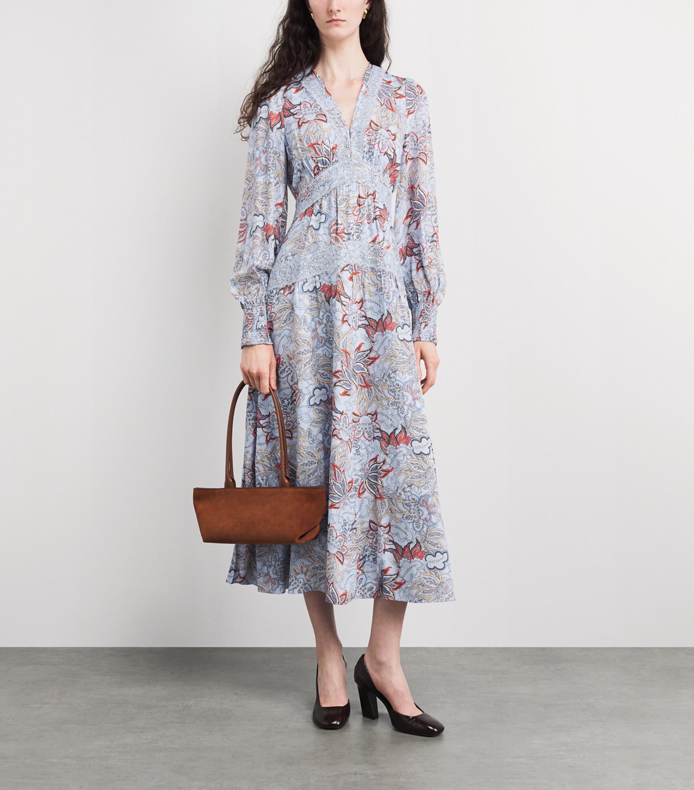 ME+EM Womens Silk Paisley Maxi Dress Blue/multi Image 2