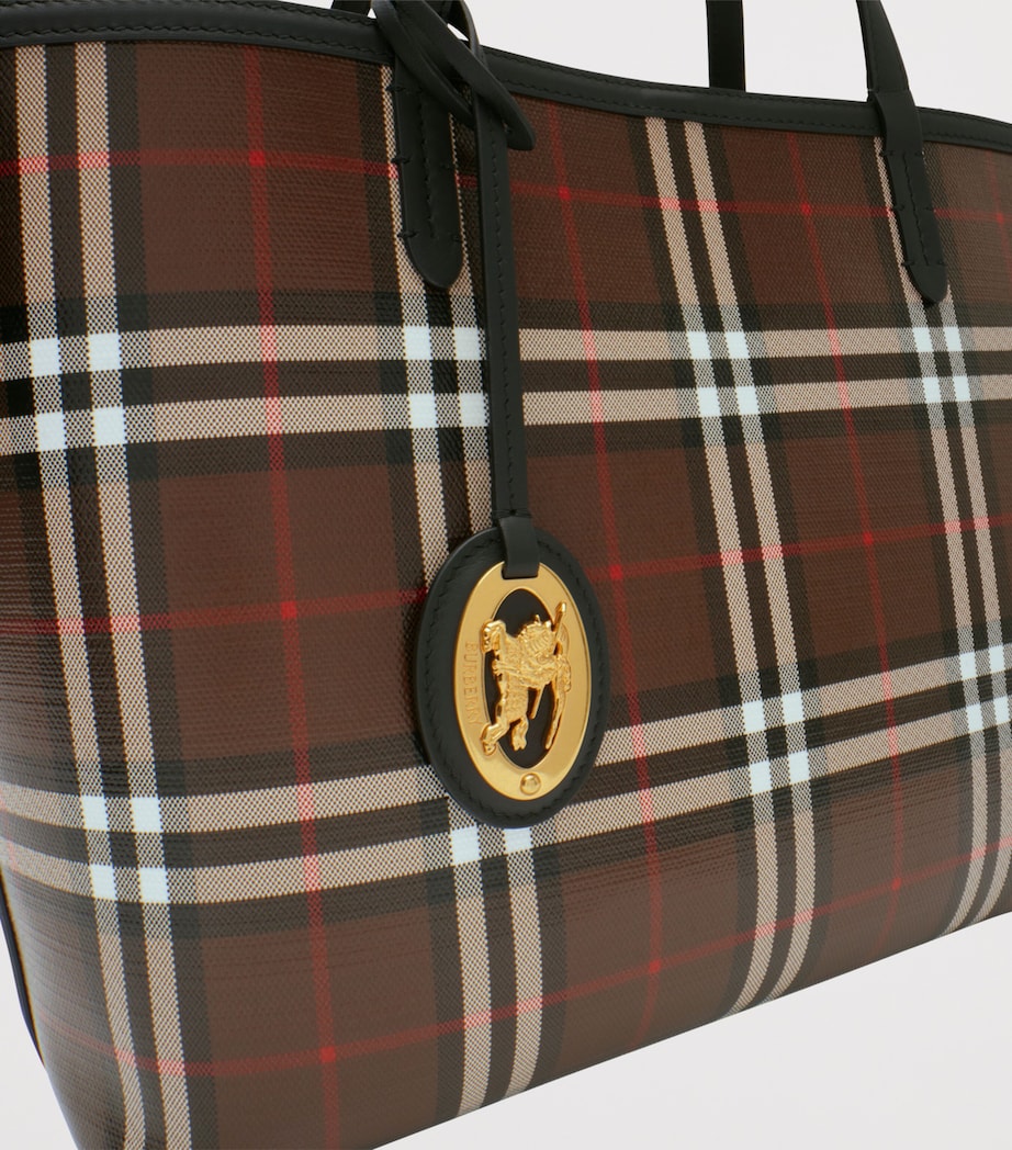 Burberry Small Check Tote Bag Chocolate Brown Image 7
