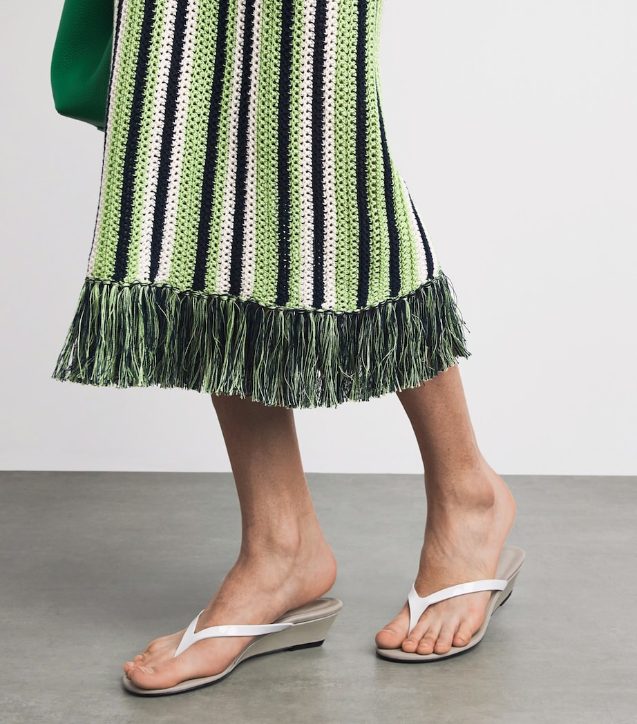 ESCVDO Womens Fringe Misti Midi Dress Cobalt Matcha Ivory Image 5