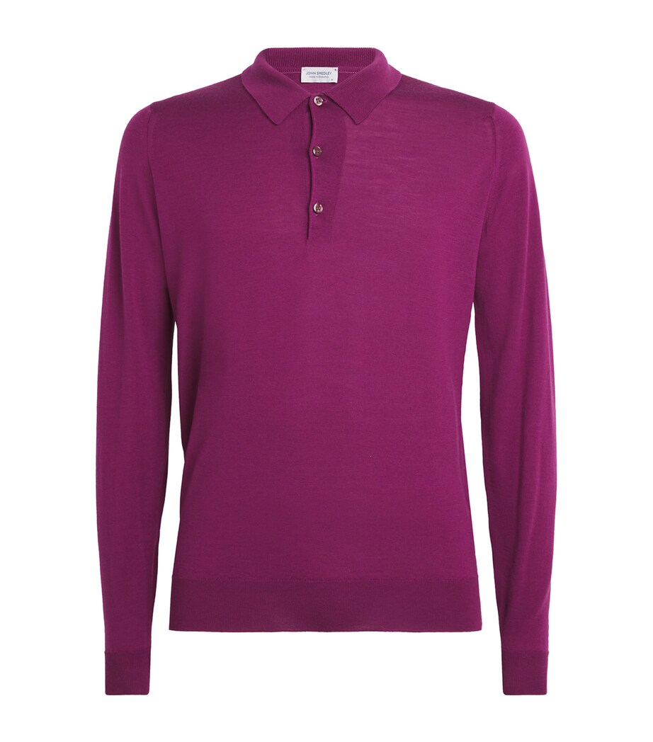 John Smedley Mens Merino Wool Belper Polo Shirt Bramble Image 1
