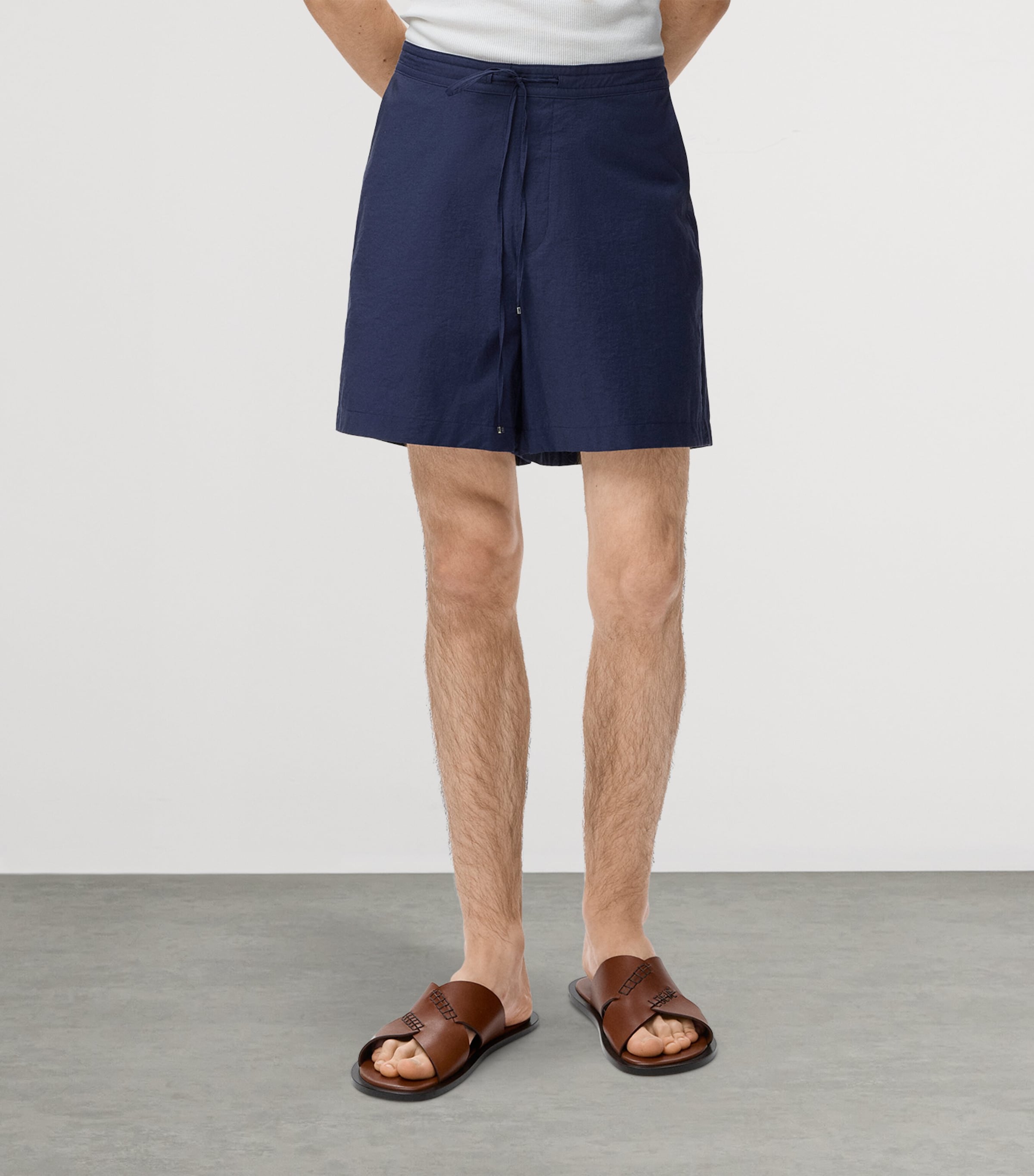 LOEWE Mens x Paula’s Ibiza Poplin Shorts Navy Blue Image 3