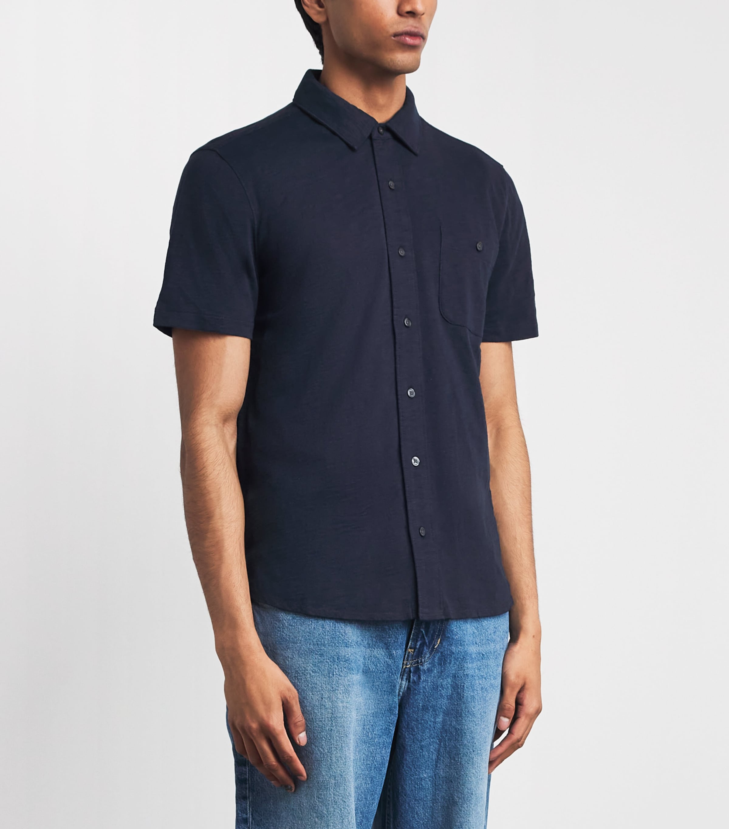 PAIGE Mens Cotton Carillo Polo Shirt Deep Anchor Image 4