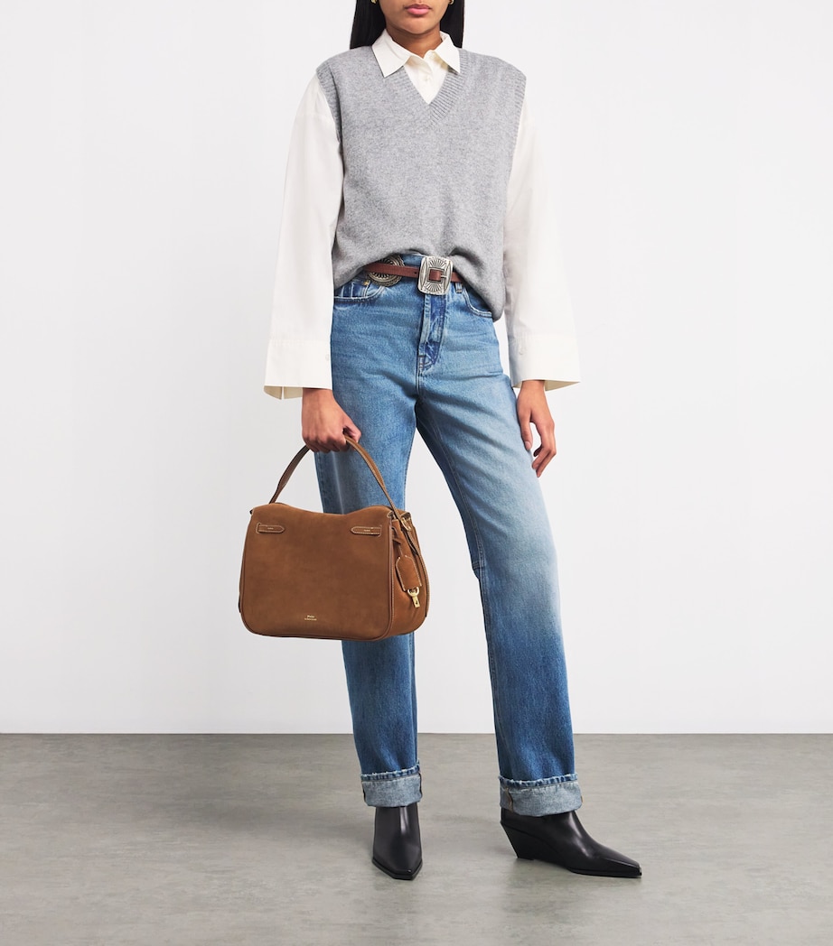 Polo Ralph Lauren Large Suede Polo ID Top-Handle Bag Cnmn/cuoio Image 5