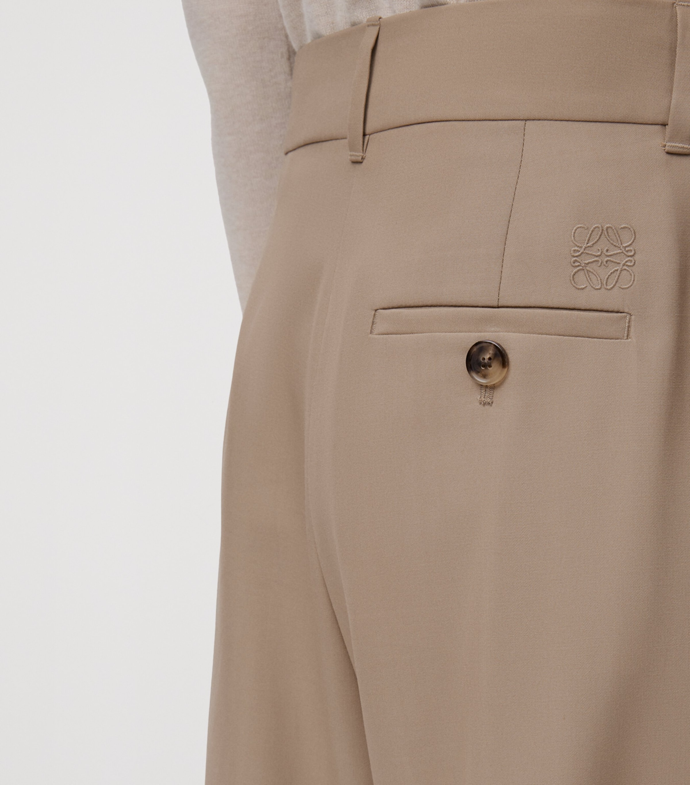 Wool-Blend Barrel Double-Pleated Trouser SAND Image 5