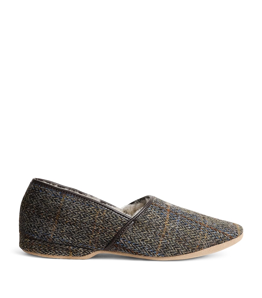 Derek Rose Shearling-Lined Crawford Slippers Beige Image 1