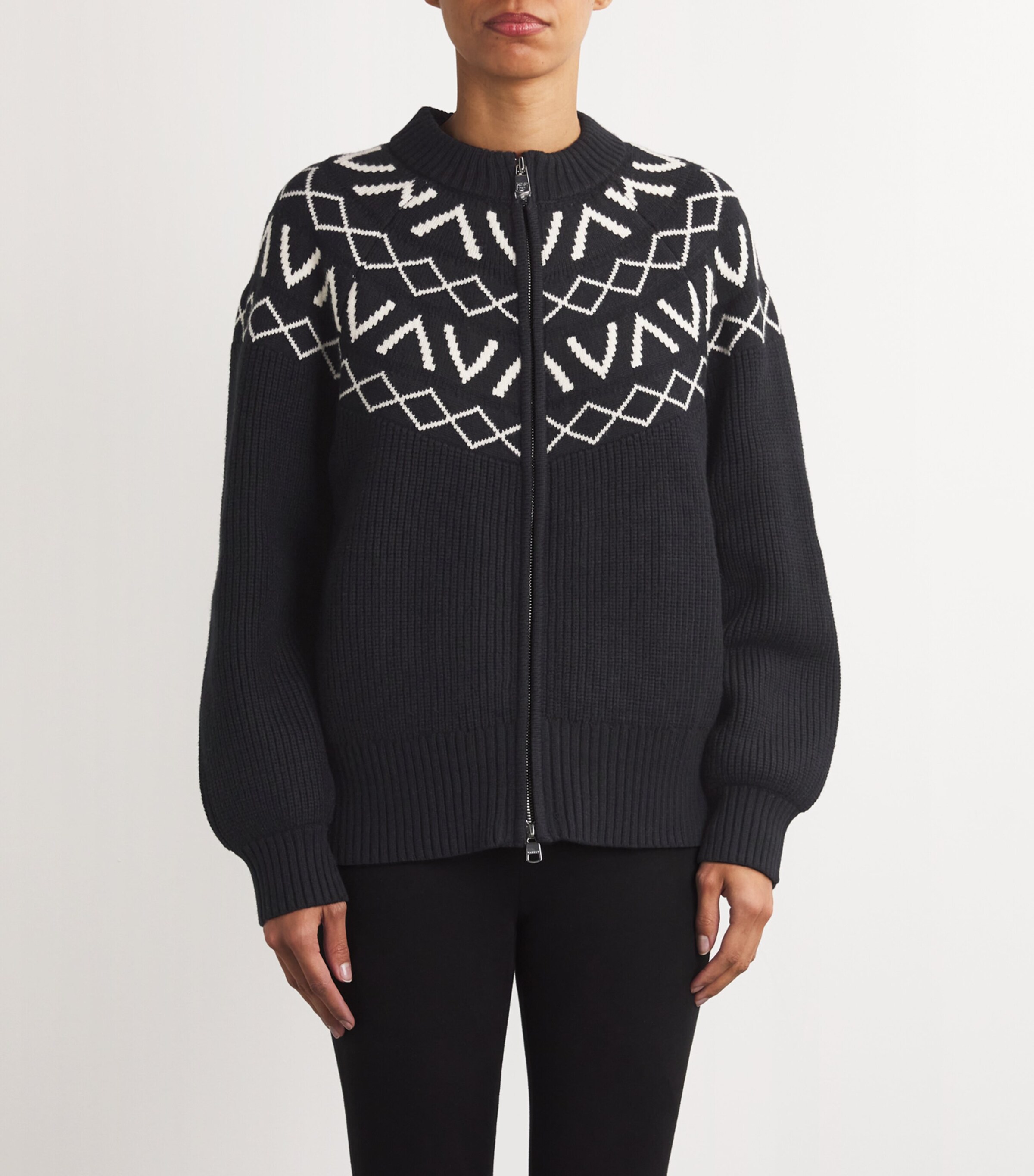 Varley Womens Fair Isle Alys Zip-Up Cardigan Black Image 3