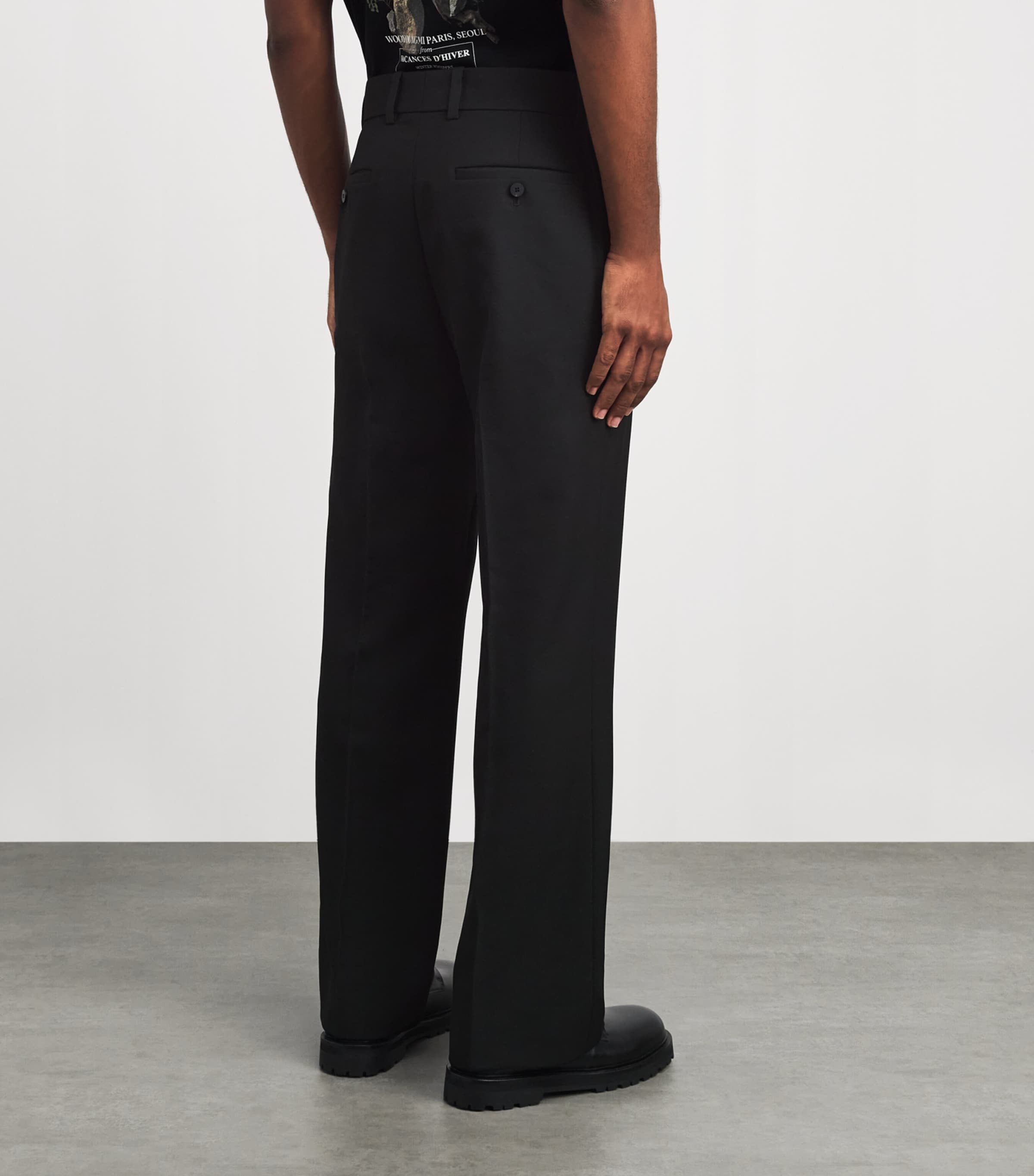 Wooyoungmi Mens Wool Straight Trousers Black Image 5