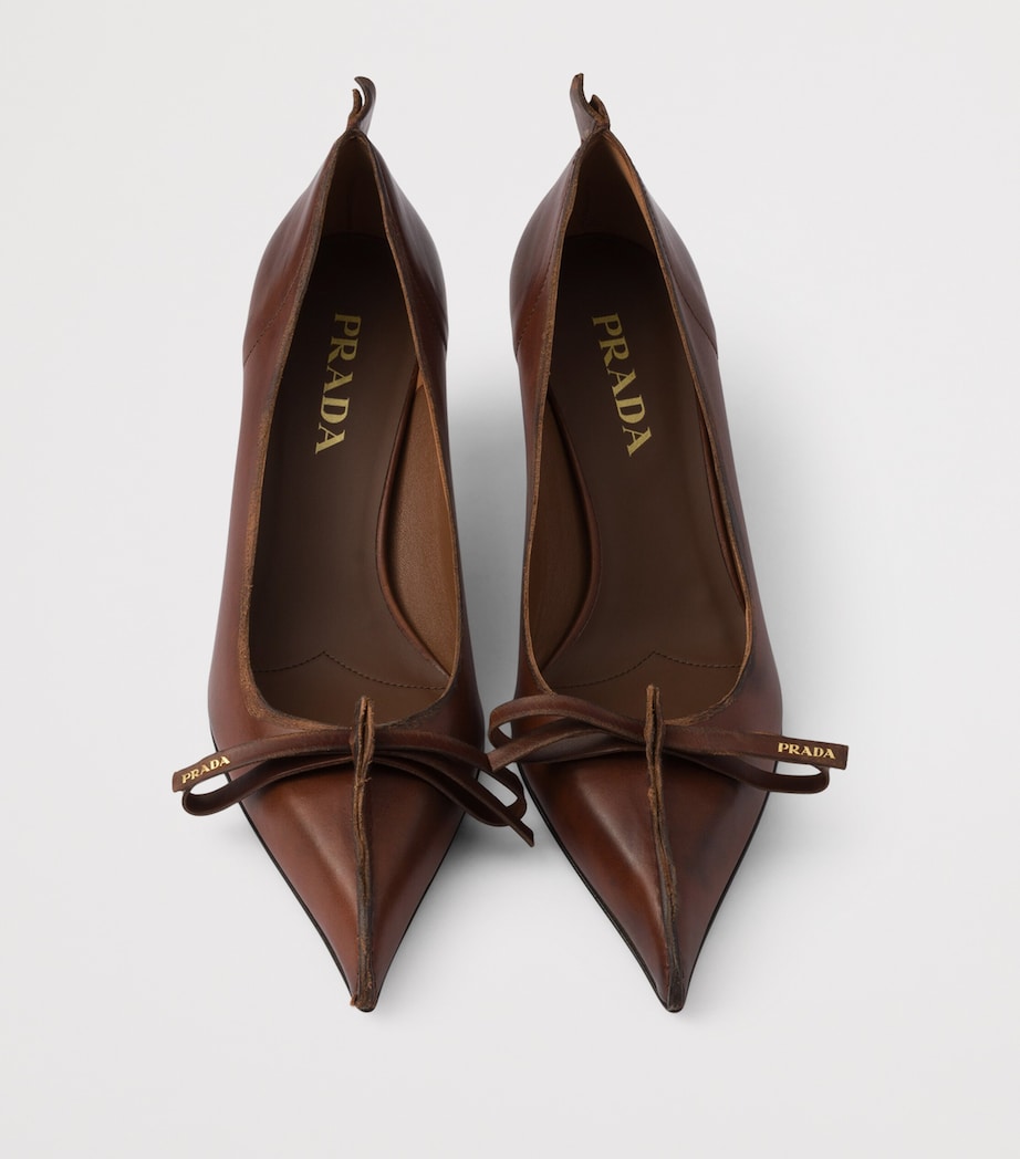 Prada Antiqued Leather Pumps 55 Brown Image 4