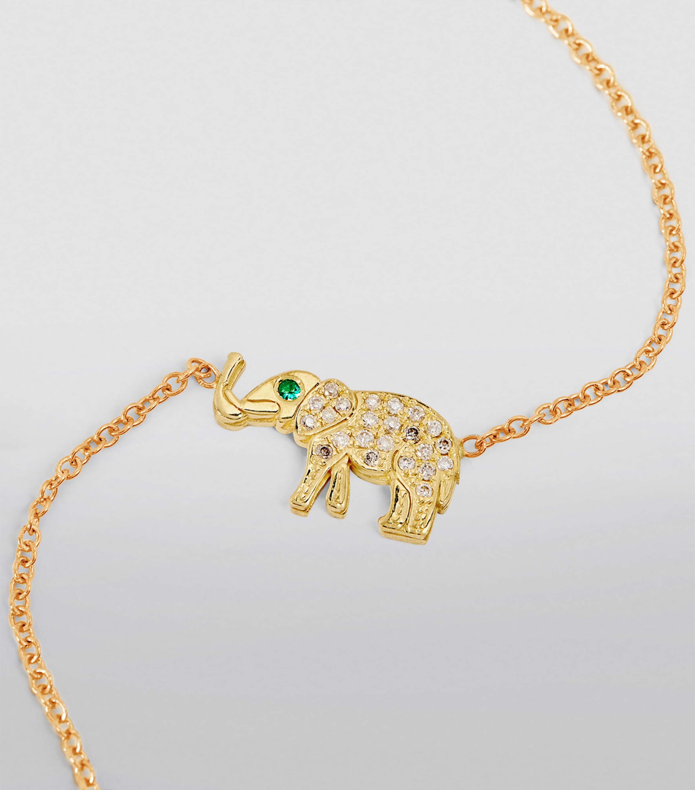 Yellow Gold, Diamond and Emerald Mini Elephant Necklace YELLOW GOLD Image 5