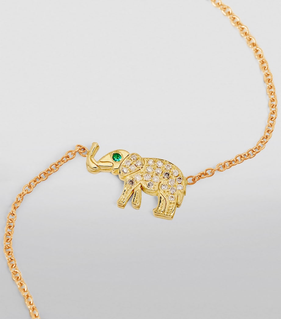 Yellow Gold, Diamond and Emerald Mini Elephant Necklace YELLOW GOLD Image 5