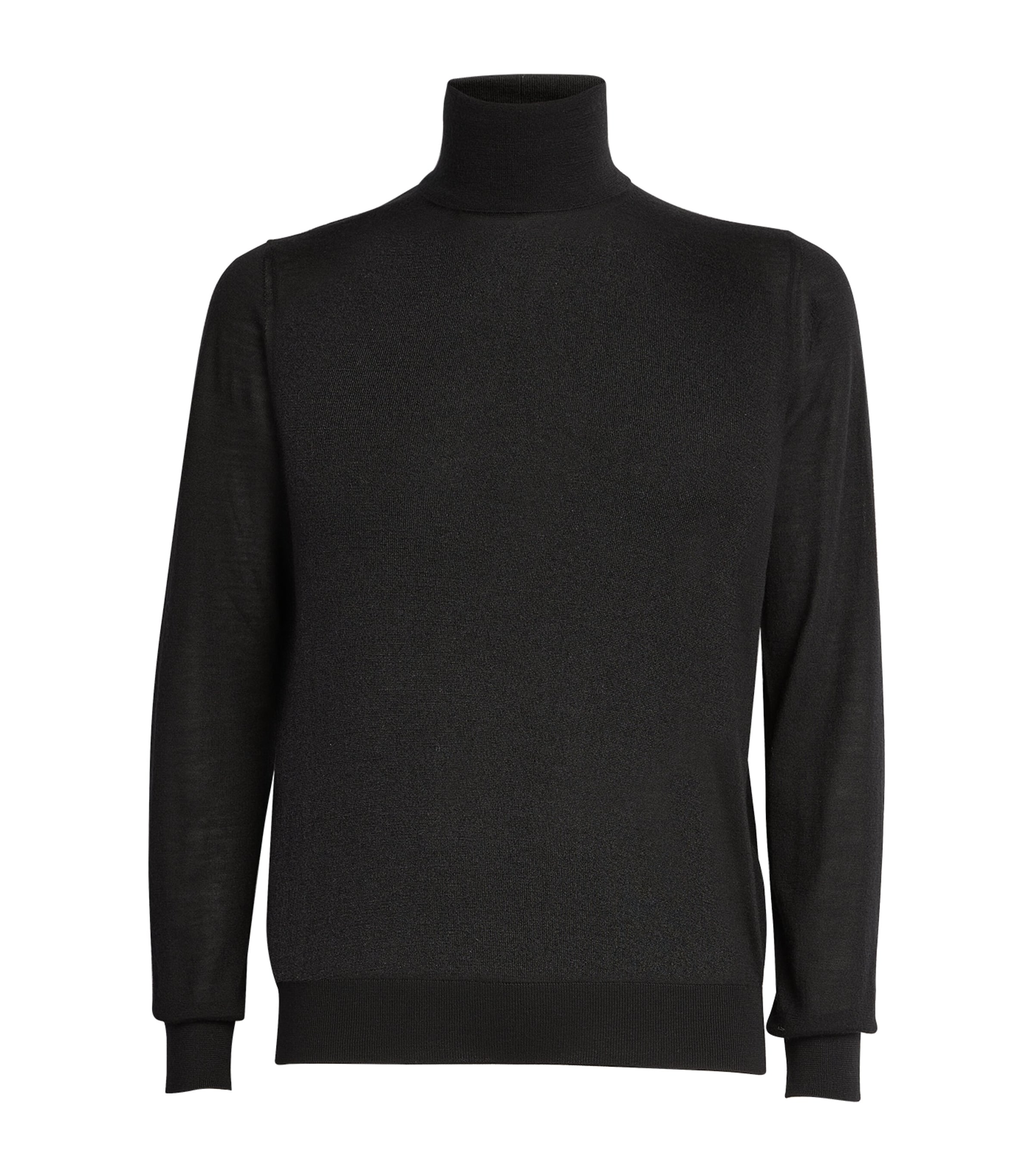 Giorgio Armani Cashmere-silk Rollneck Jumper In Black