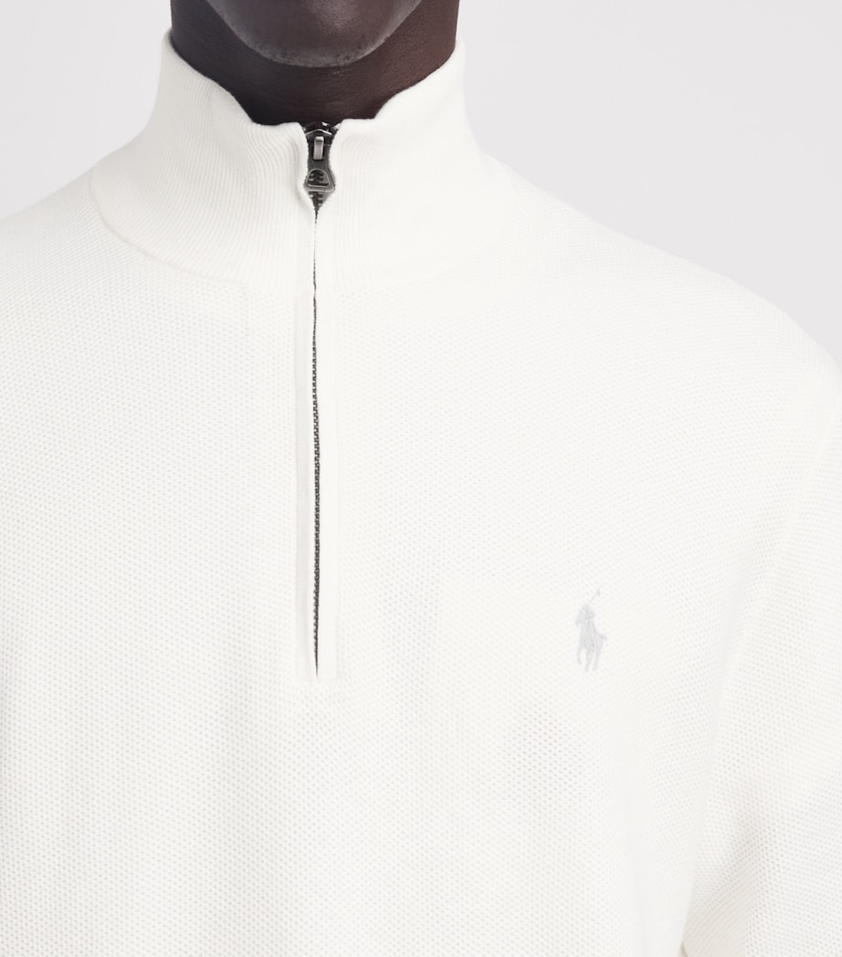 Polo Ralph Lauren Mens Cotton Mesh Quarter-Zip Sweatshirt Deckwash White Image 3