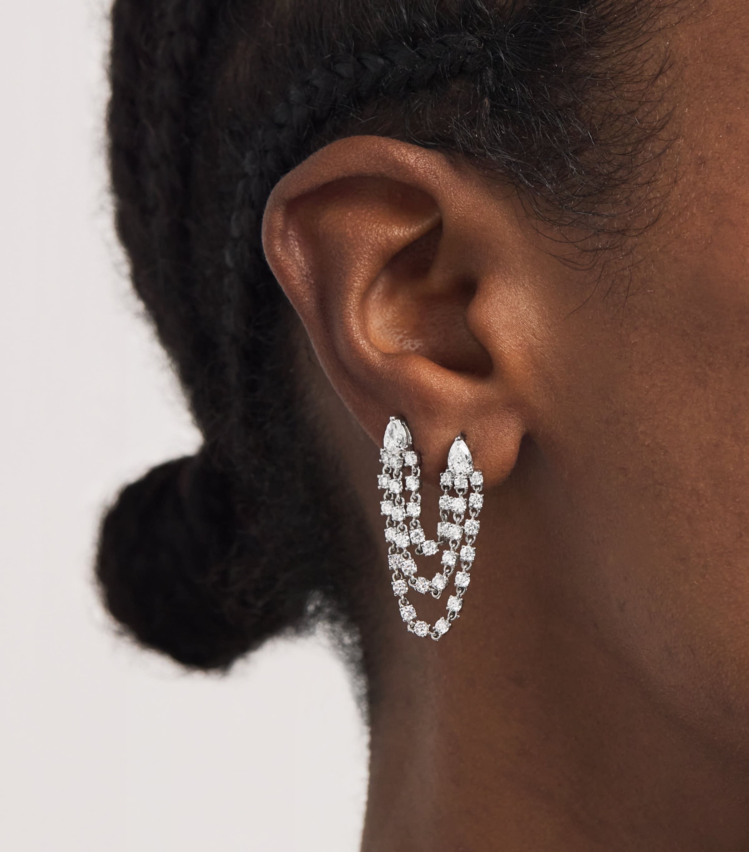 White Gold and Diamond Bianca Double Loop Earring WHITE GOLD Image 2