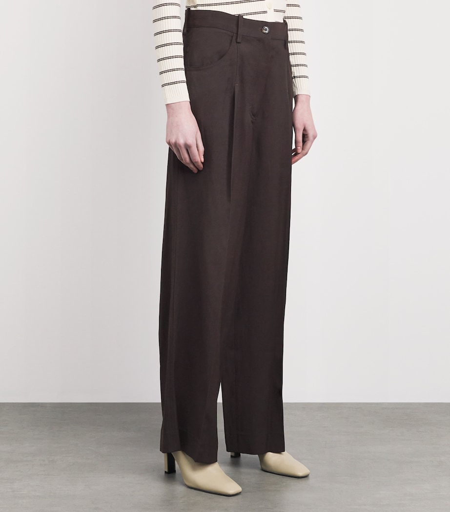 Sandro Paris Womens Wide-Leg Tailored Trousers Brown Image 4