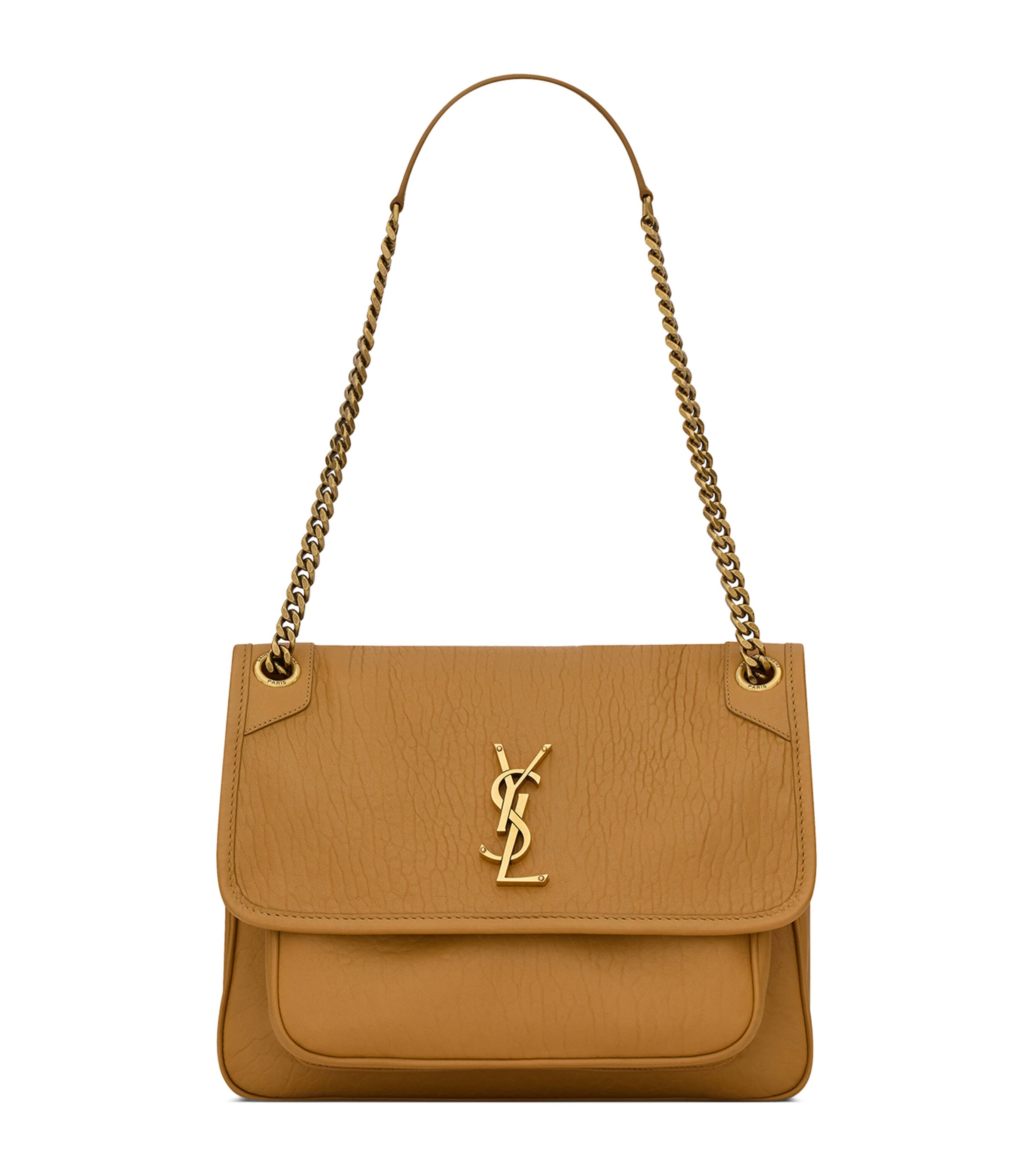 Shop Saint Laurent Medium Leather Niki Shoulder Bag In Beige