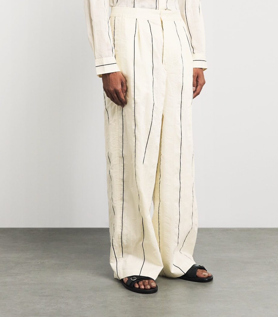 Jacquemus Mens Cotton-Silk Pyjama Trousers Stripe White/blk Image 4