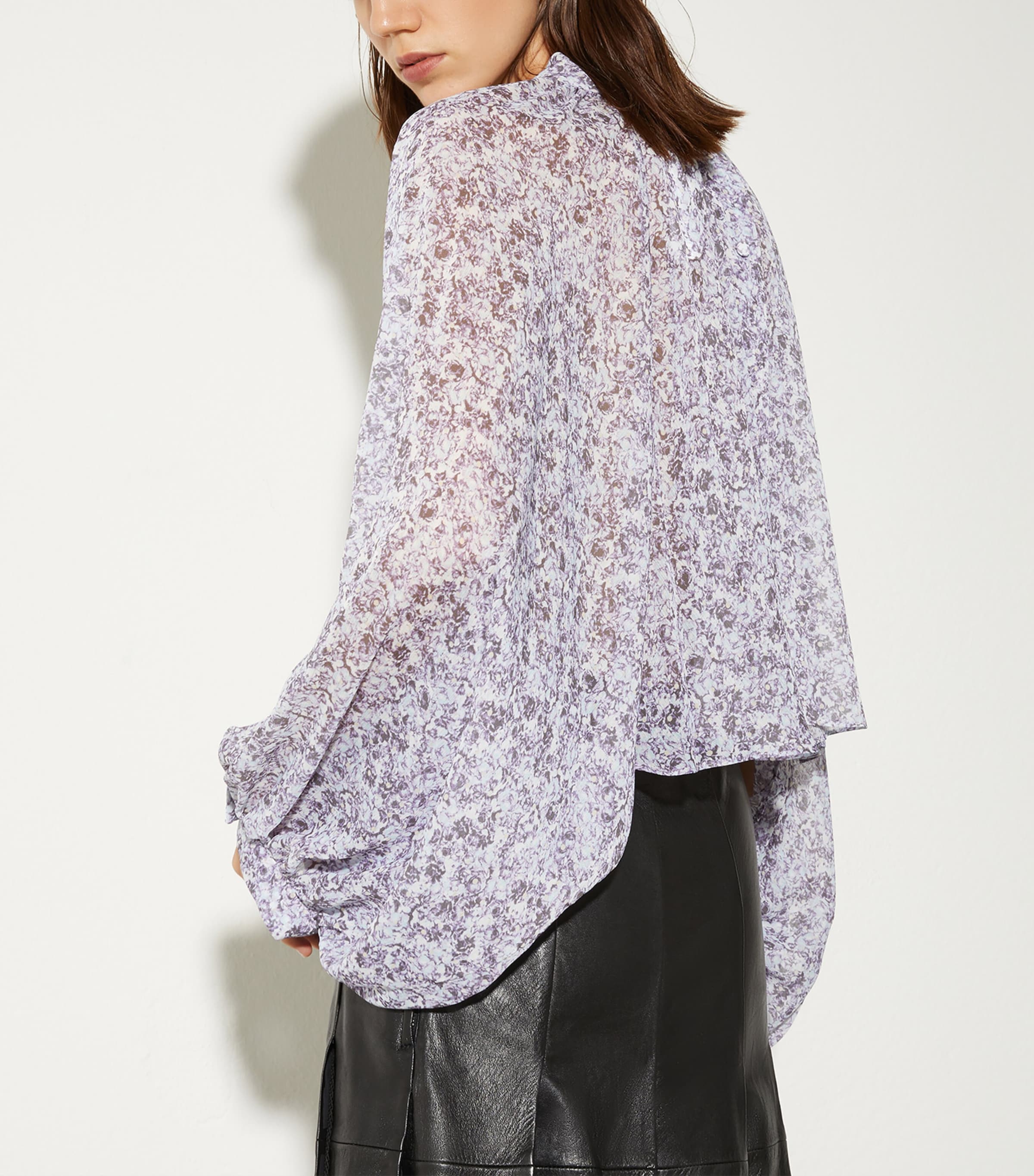 MAX&Co. Womens Crepe Printed Blouse Aubergine Image 3