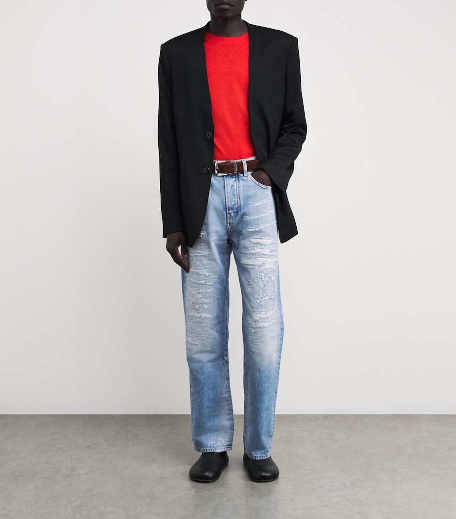 Monogram-Repaired Straight Jeans SURF INDIGO Image 2