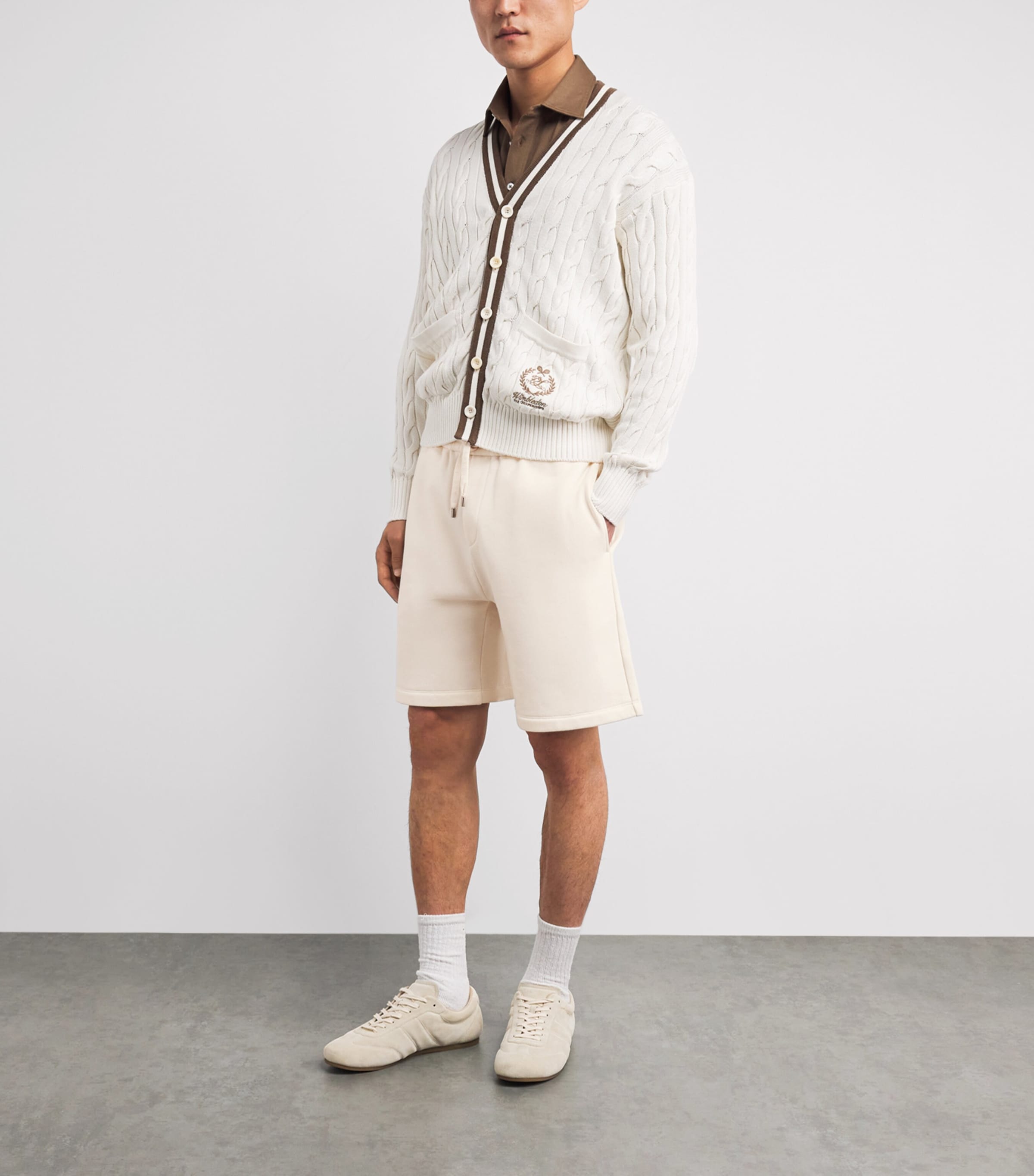 Ralph Lauren Purple Label Mens x Wimbledon Cotton-Cashmere Sweatshorts Cream Image 2