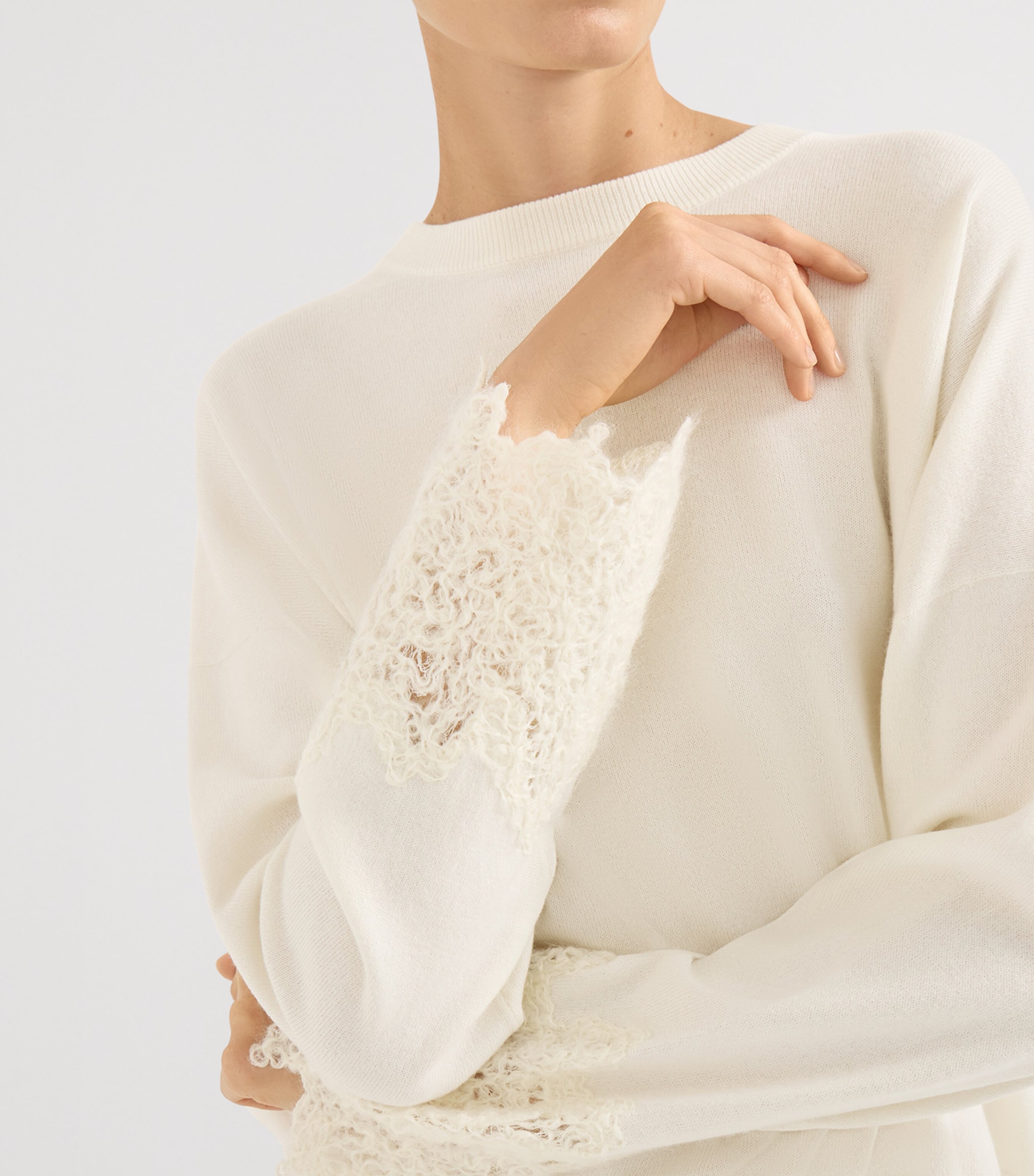 Cashmere Wispy Lace-Cuff Sweater C2723 Image 6