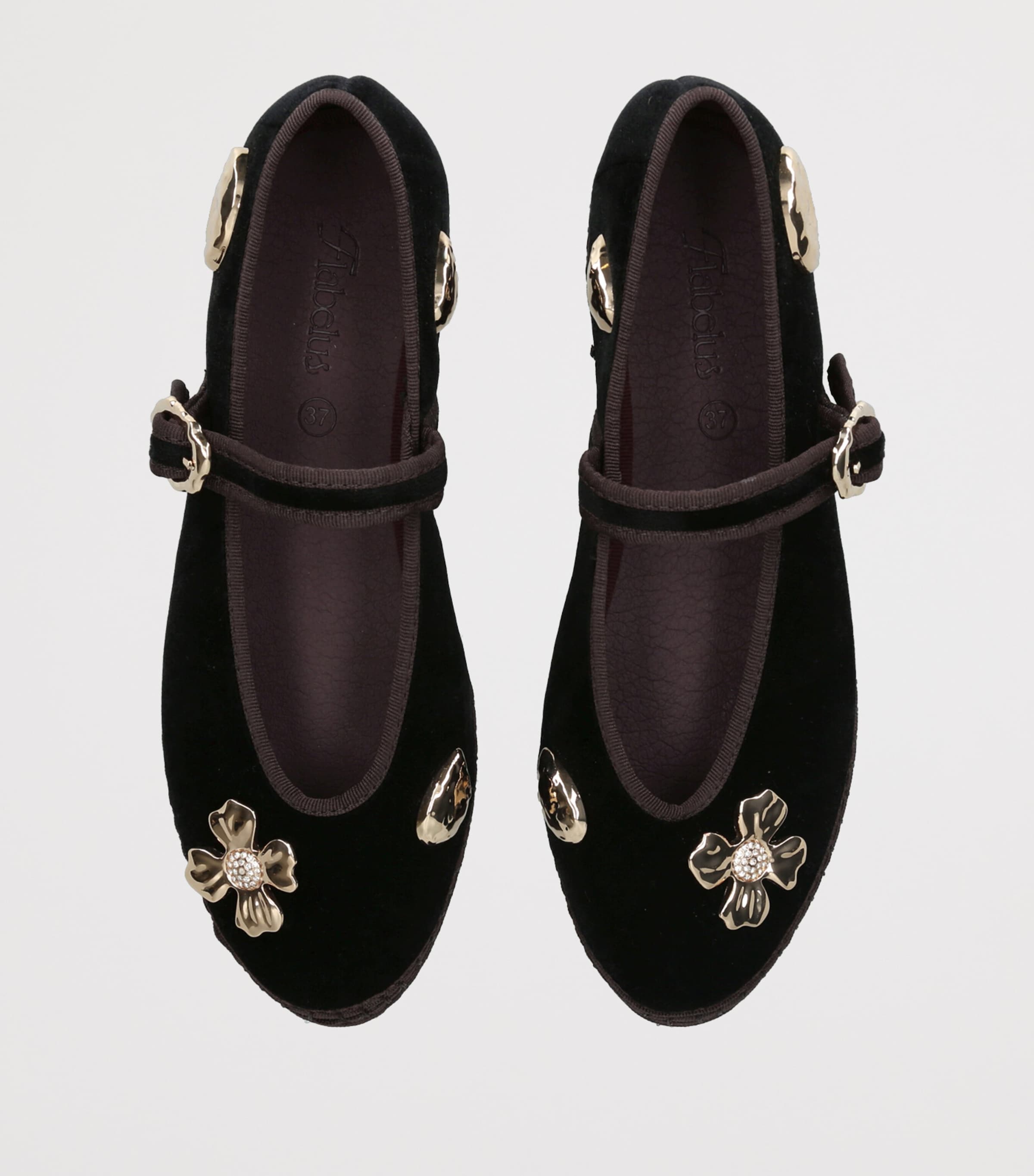 Flabelus Velvet Mae Pierre Mary Jane Flats Black Image 3