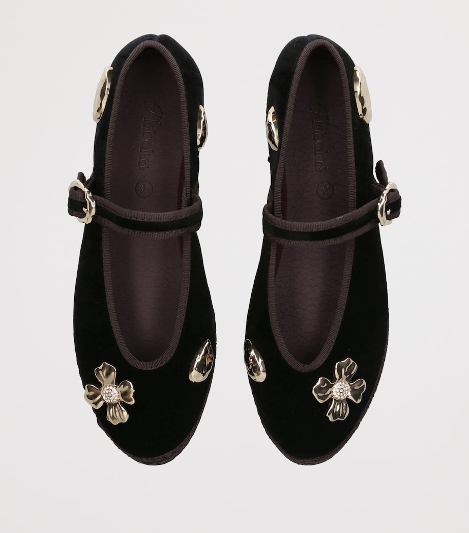 Flabelus Velvet Mae Pierre Mary Jane Flats Black Image 3