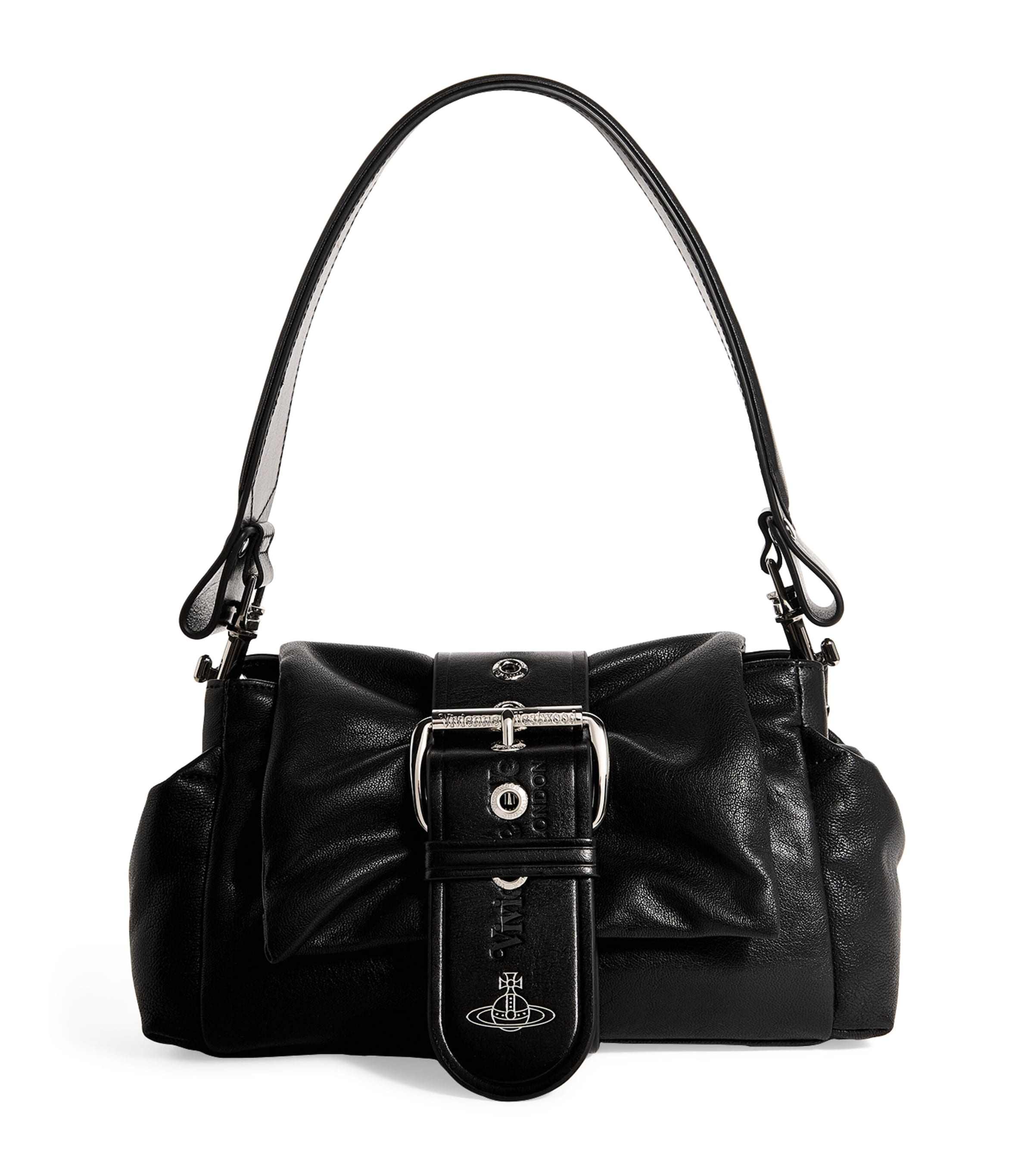 Vivienne Westwood Black Leather Hazel Treasure Top-Handle Bag