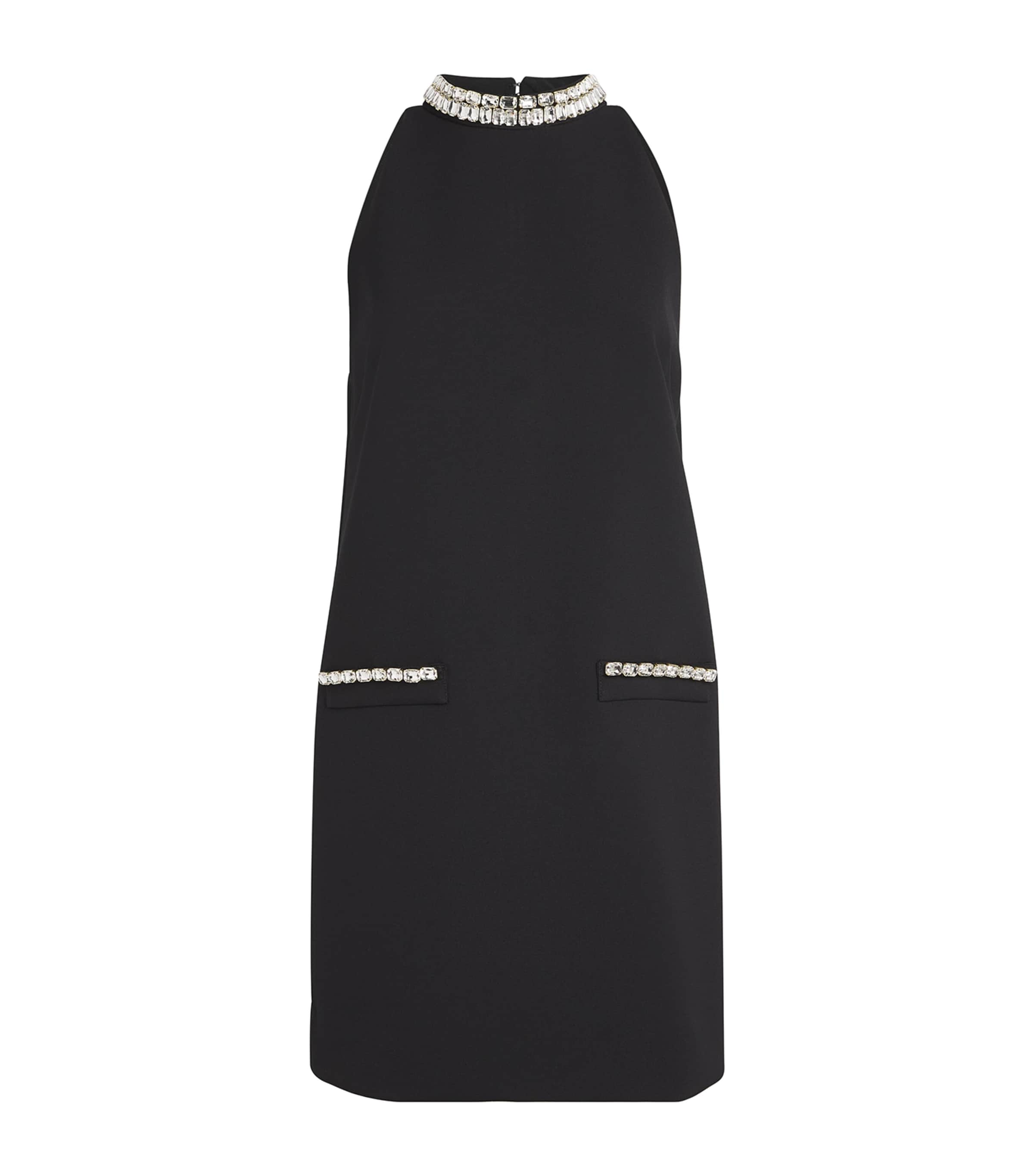 Shop Sandro Jewel-embellished Mini Dress In Black