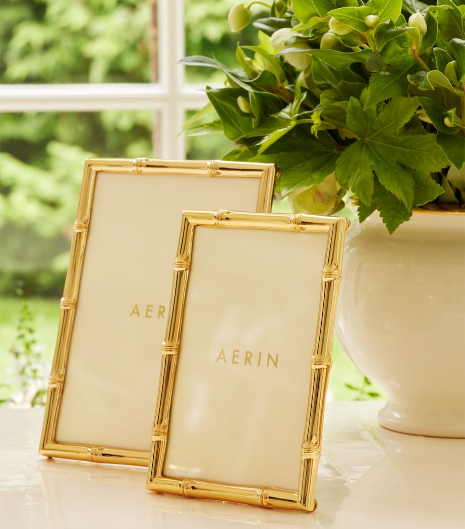Aerin Brass-Plated Ava Bamboo Photo Frame (4" x 6") Gold Image 4