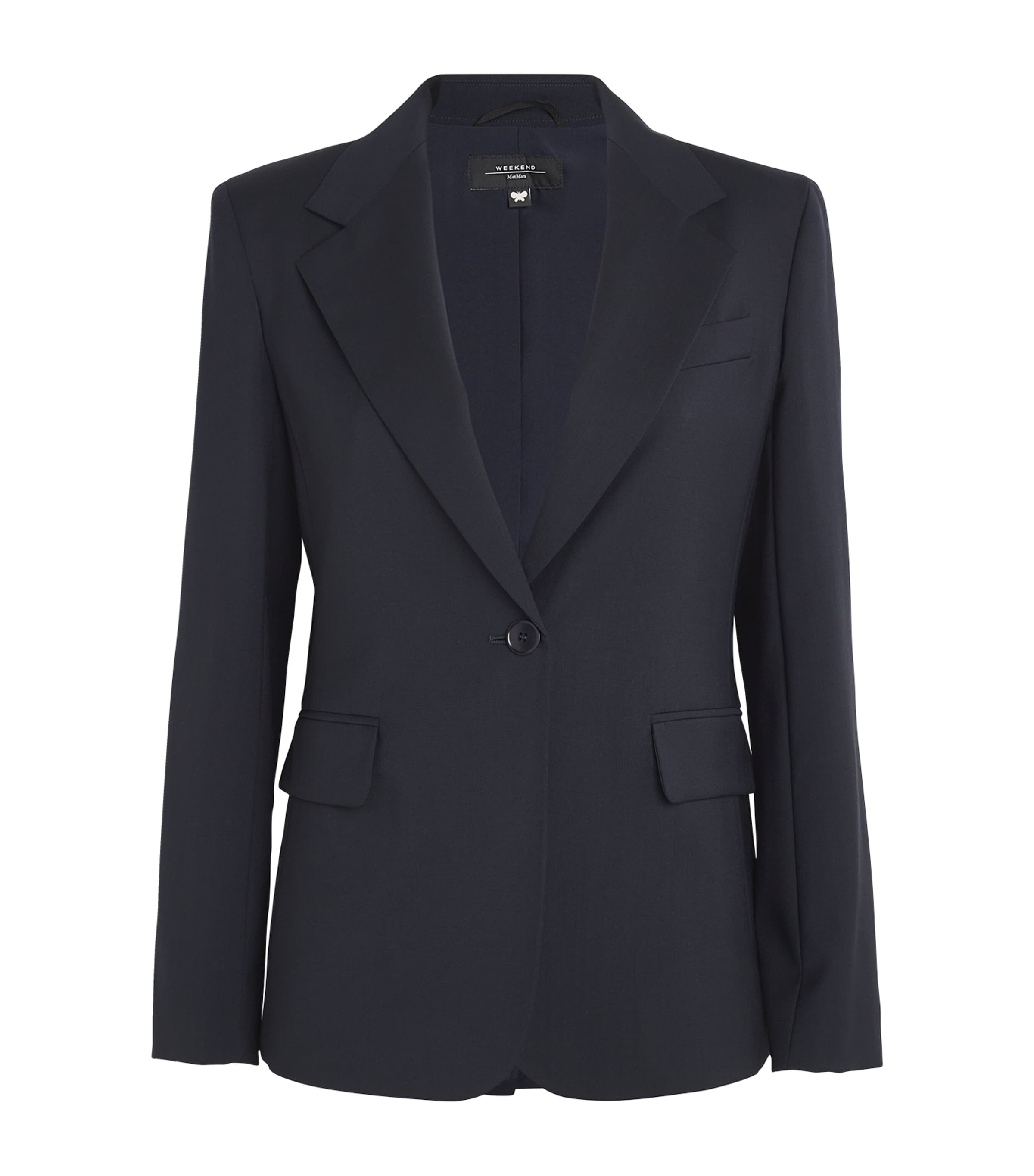 Shop Weekend Max Mara Wool Single-breasted Blazer In Blue