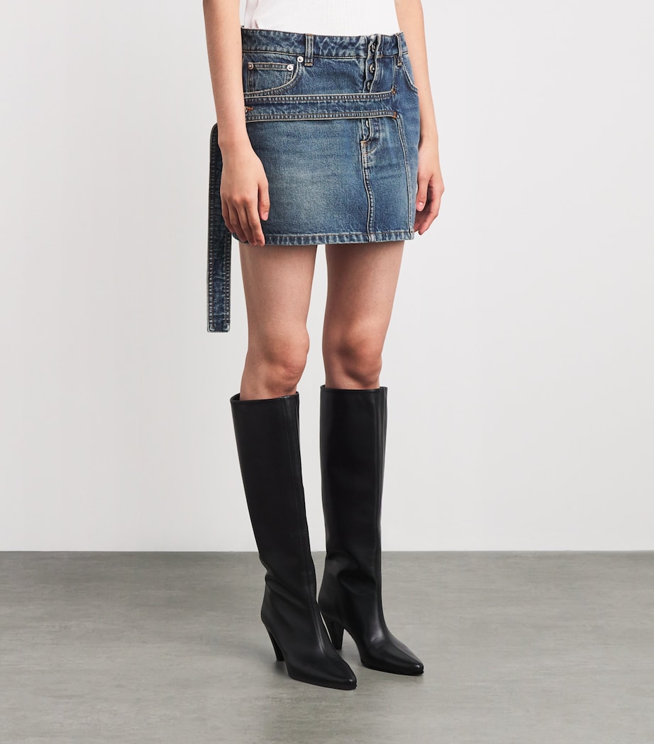 Denim Strap-Detail Mini Skirt 57-VINTAGEBLUE Image 3