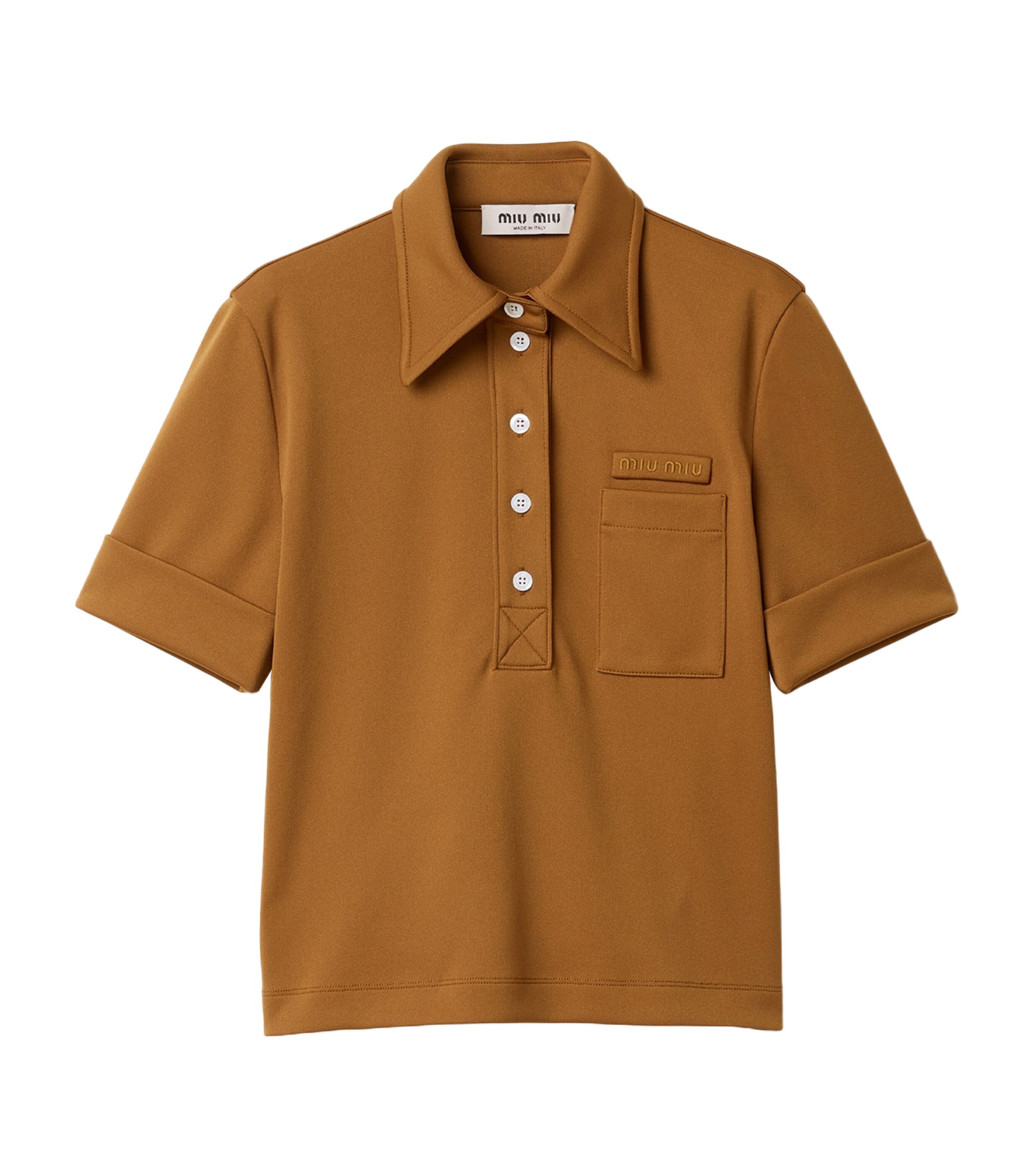 Miu Miu Womens Technical Jersey Polo Shirt Image 1