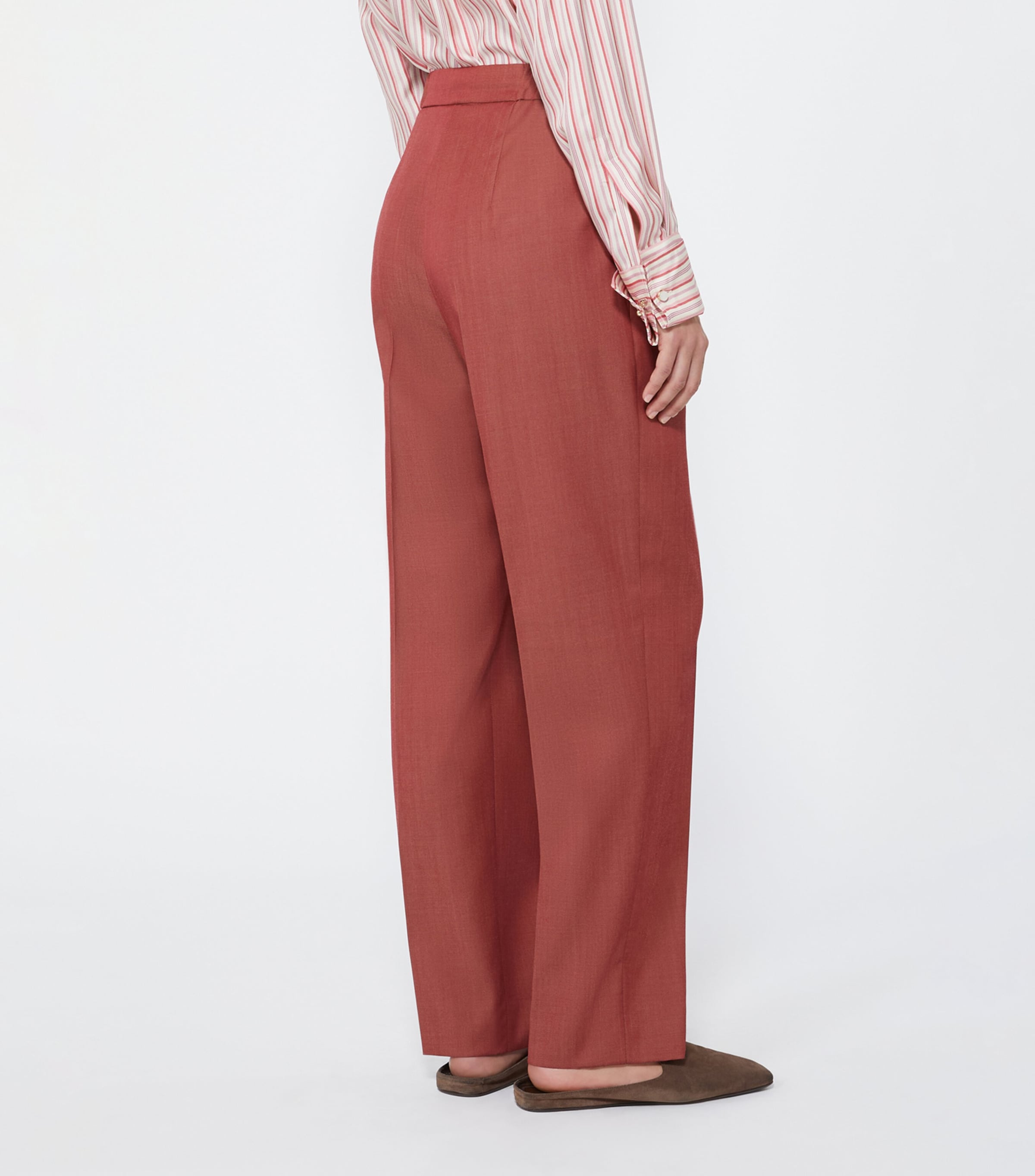 Max Mara Womens Wool Gabardine Drawstring Trousers Red Image 4