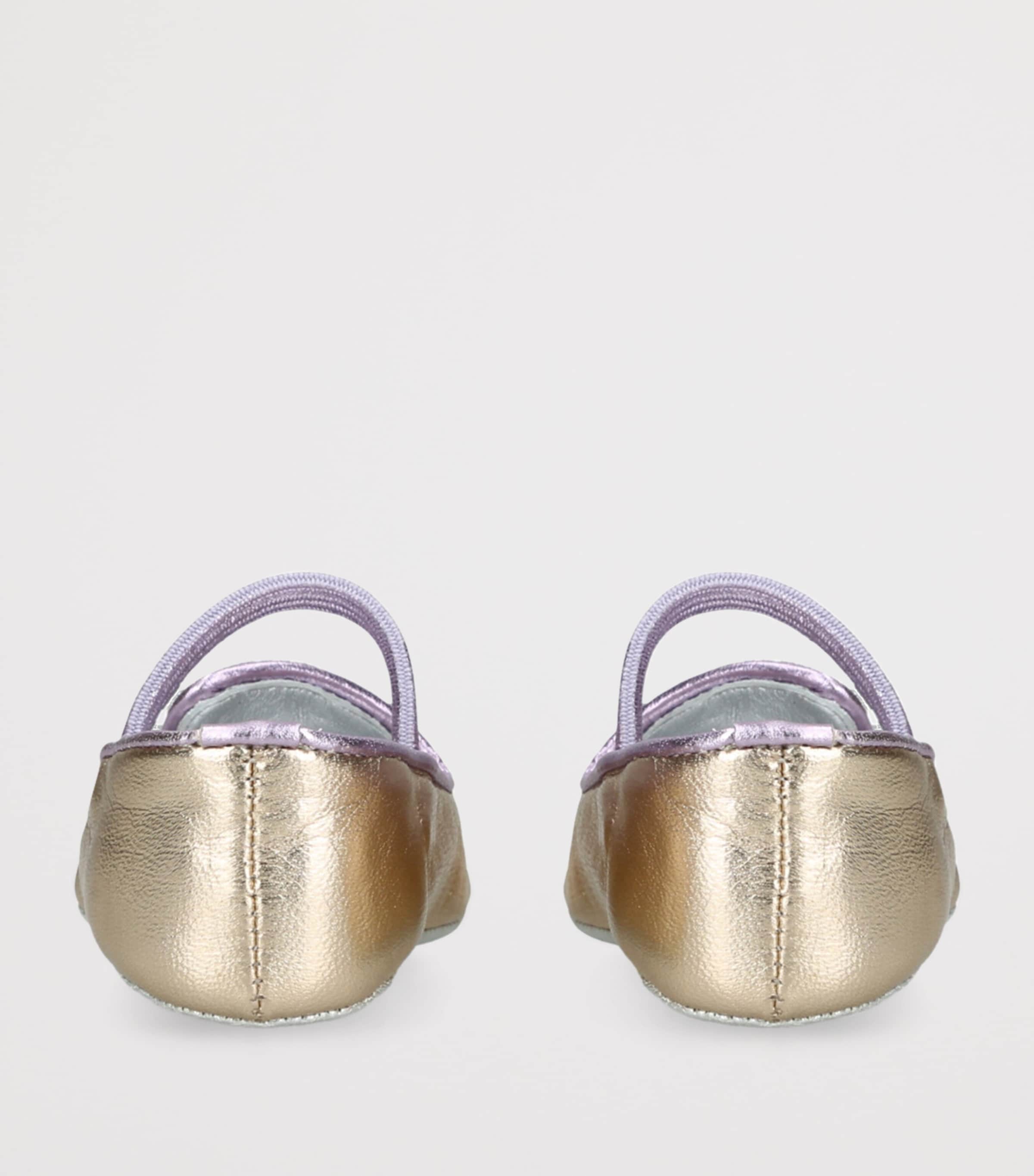 Leather Butterfly Embroidered Ballet Flats GOLD Image 2