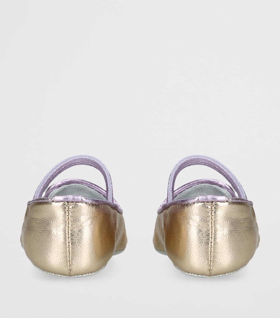 Leather Butterfly Embroidered Ballet Flats GOLD Image 2