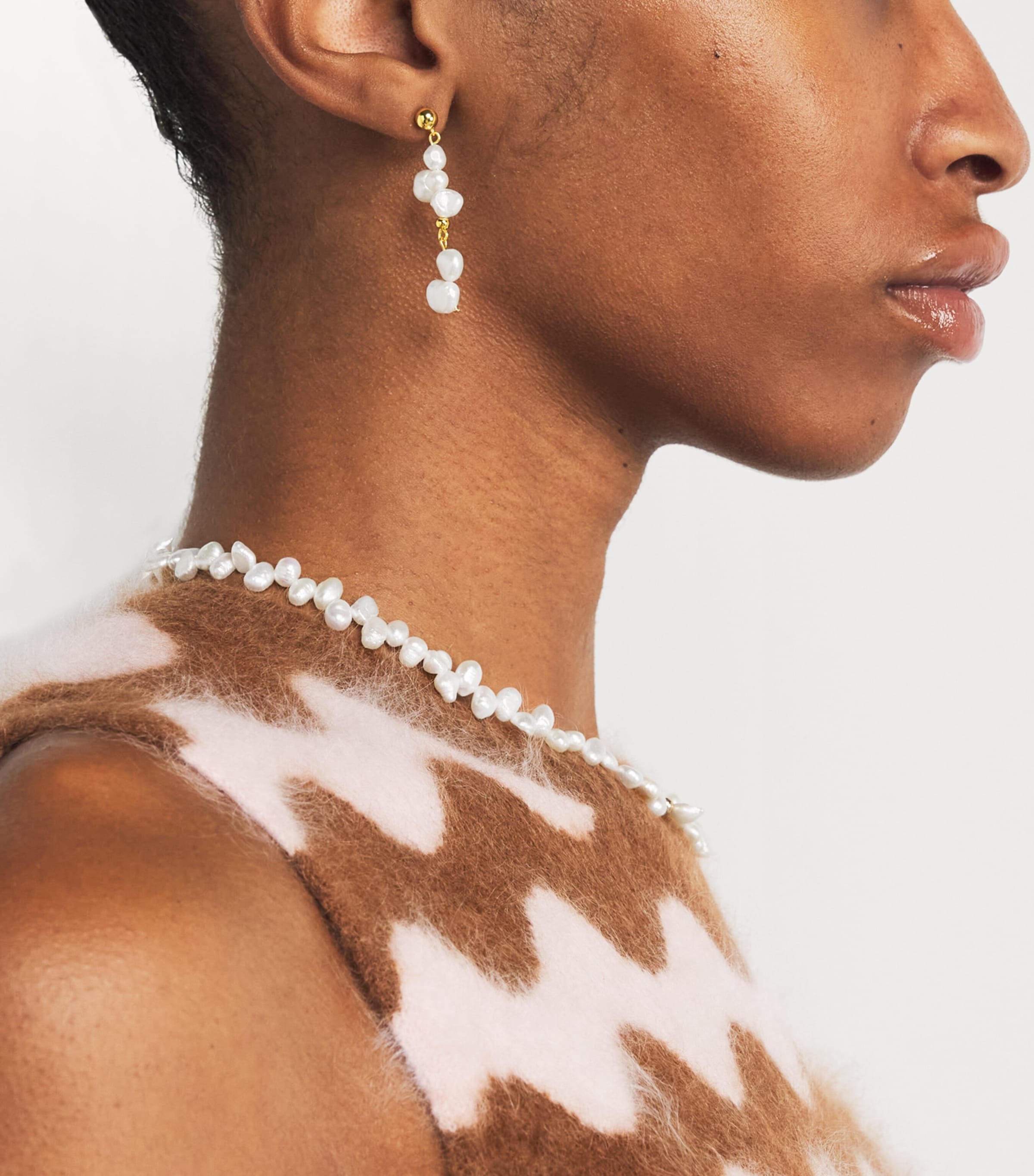 Gold-Plated Pearly Drop Earrings PEARL Image 2