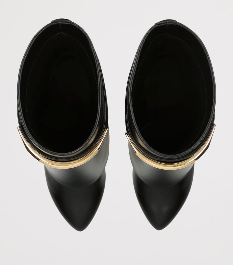 Leather Shark Ankle Boots 95 BLACK Image 4