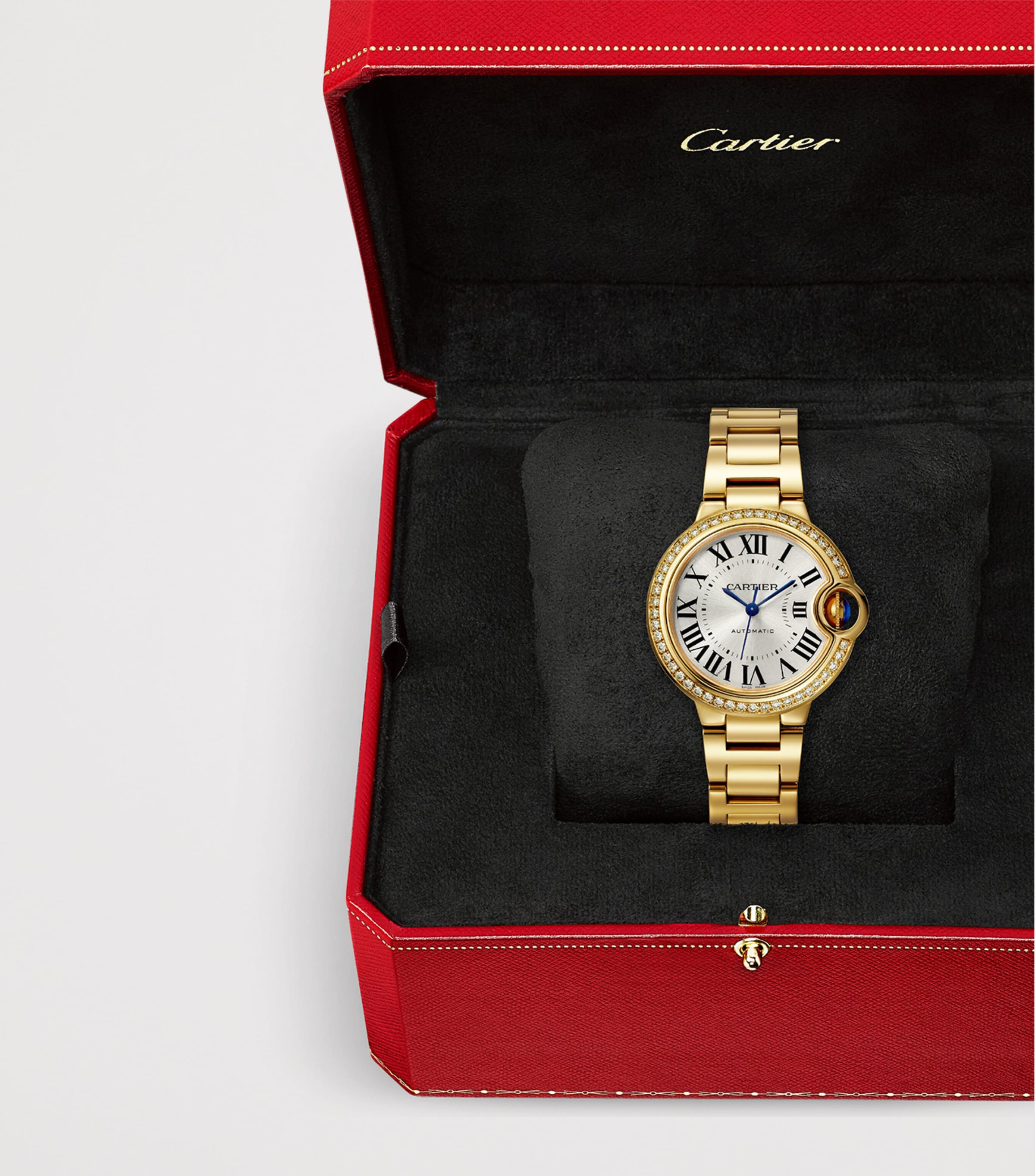 Yellow Gold and Diamond Ballon Bleu de Cartier Watch 33mm SILVERED Image 6