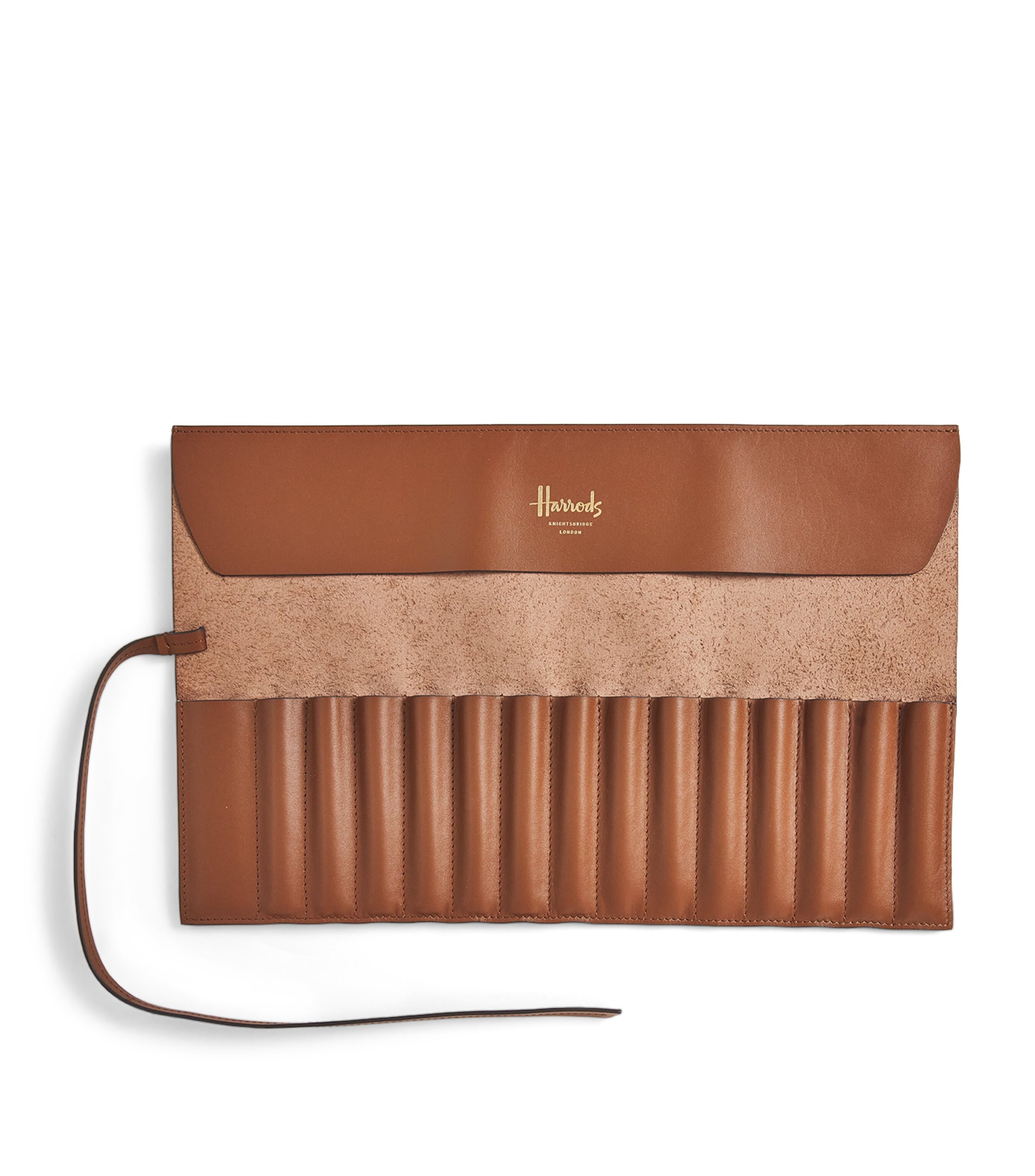 Harrods Leather Pencil Wrap In Brown