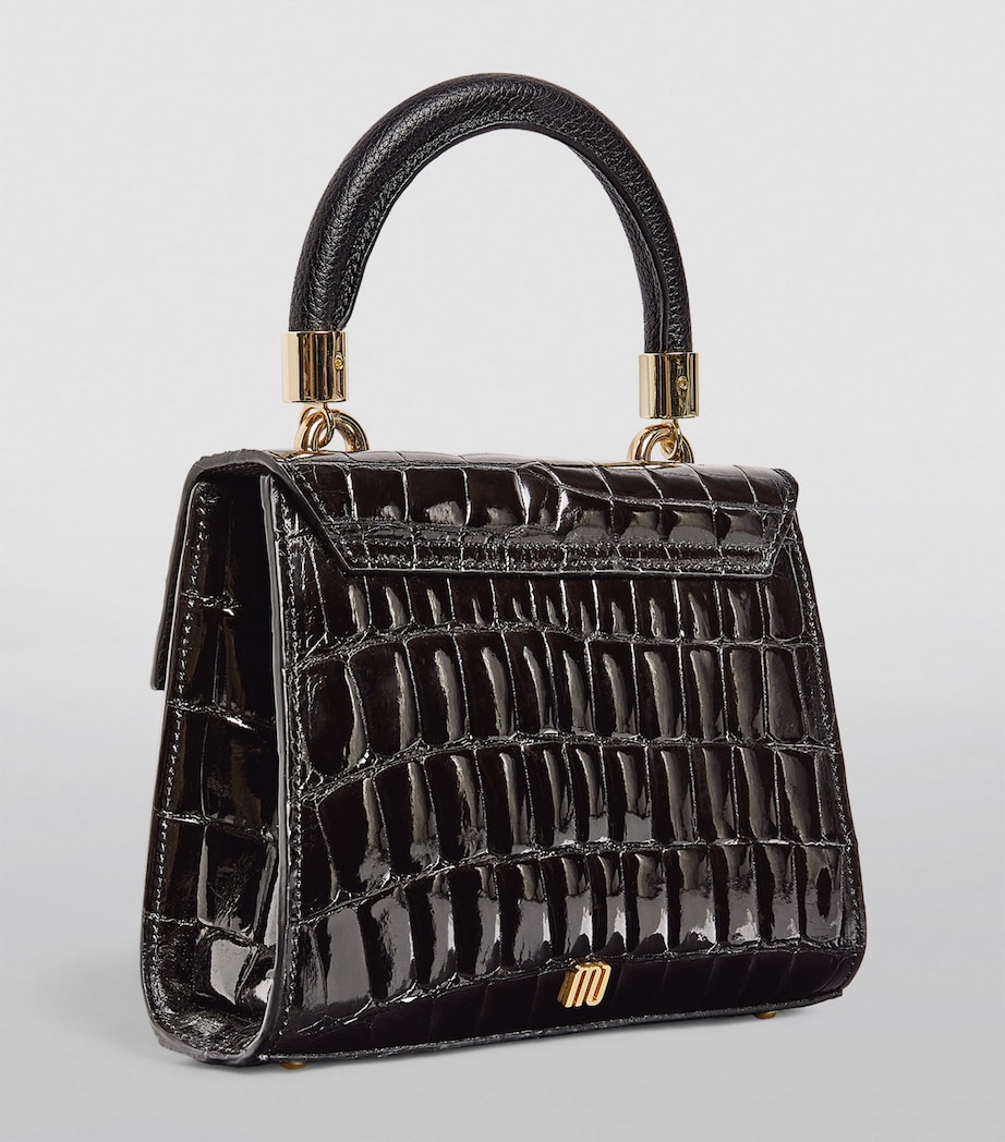 Maria Oliver Mini Crocodile Michelle Top-Handle Bag Black Bk Image 2
