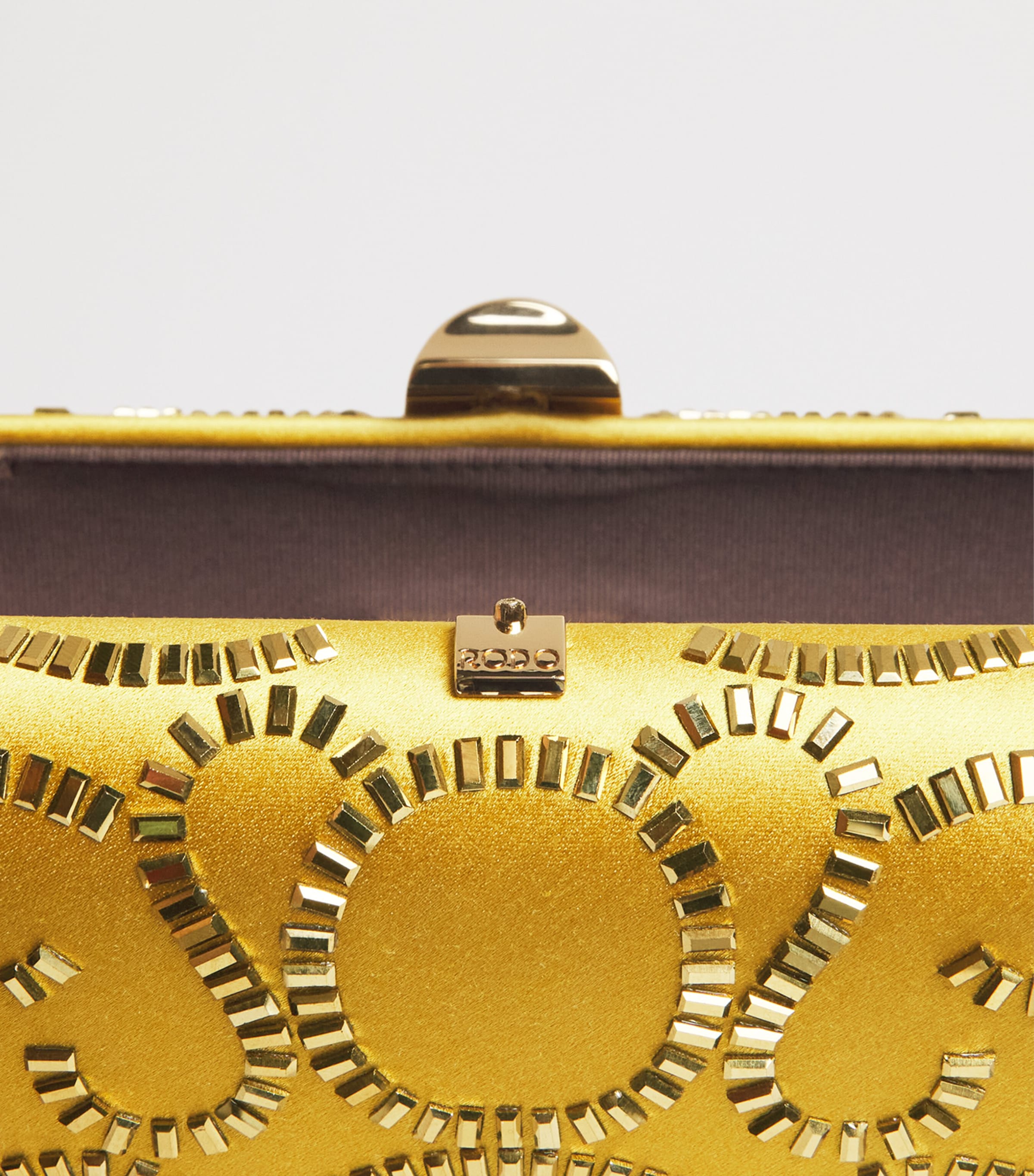Rodo Satin Embellished Clutch Bag White Image 6