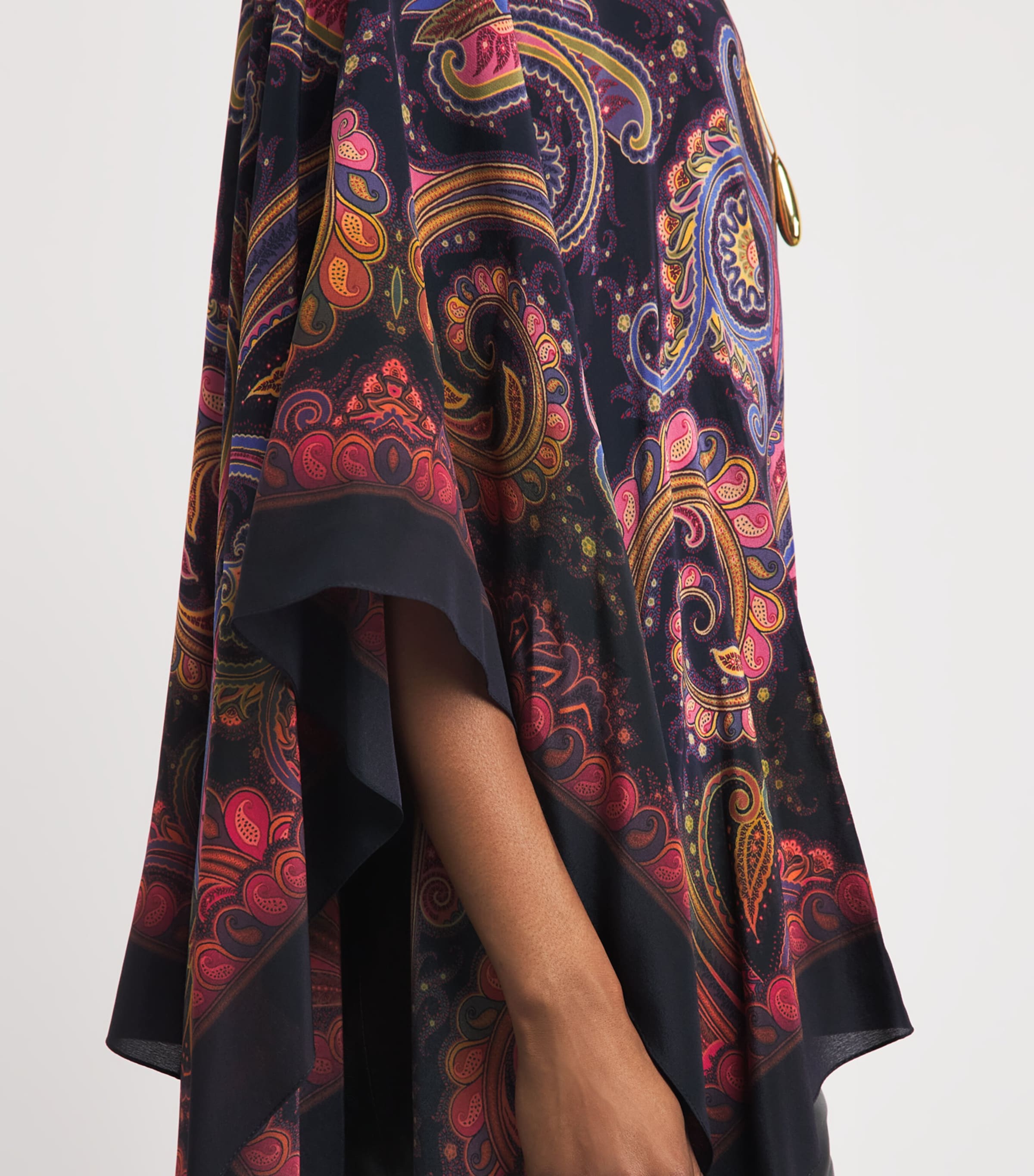 Etro Womens Silk Paisley Poncho Blouse Print/blue Bs Image 3