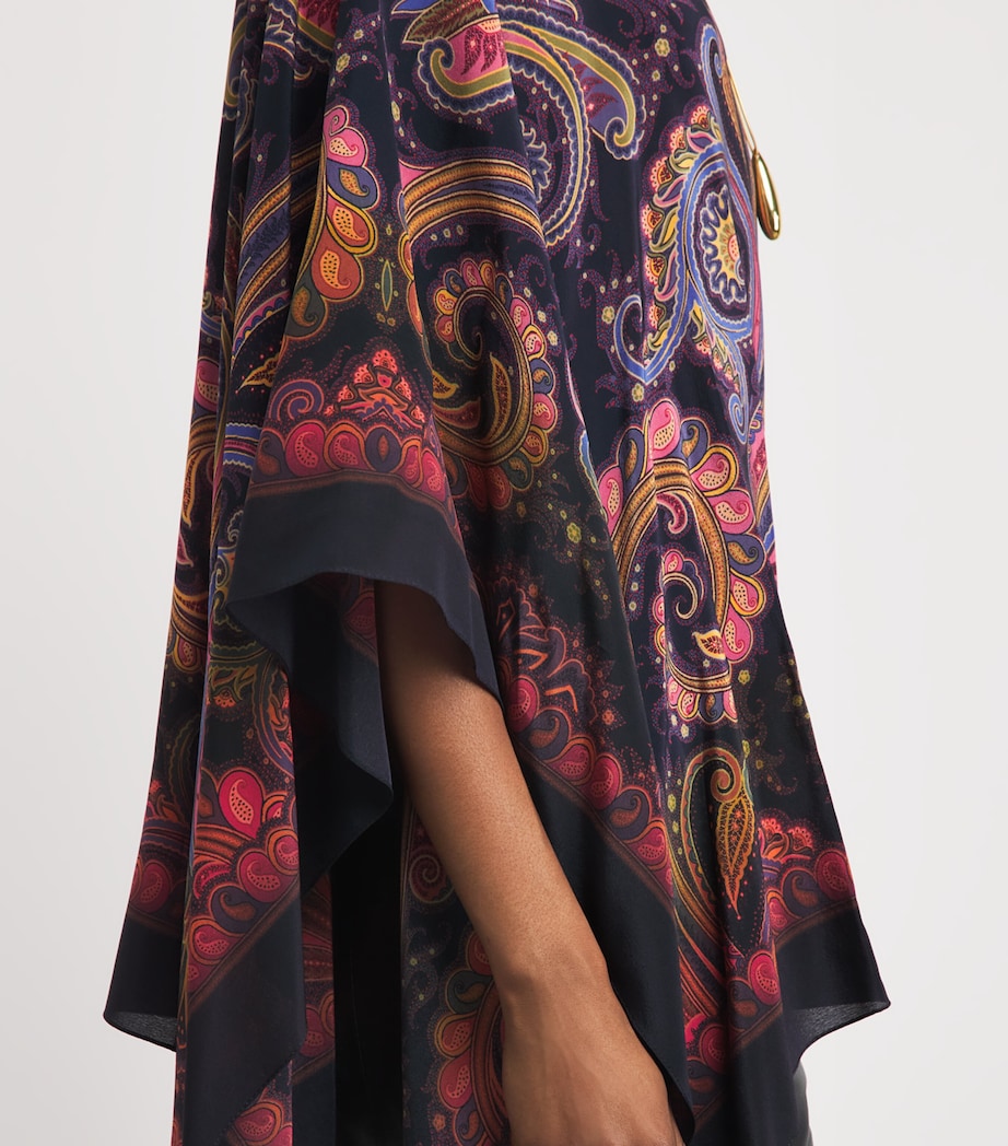 Etro Womens Silk Paisley Poncho Blouse Print/blue Bs Image 3
