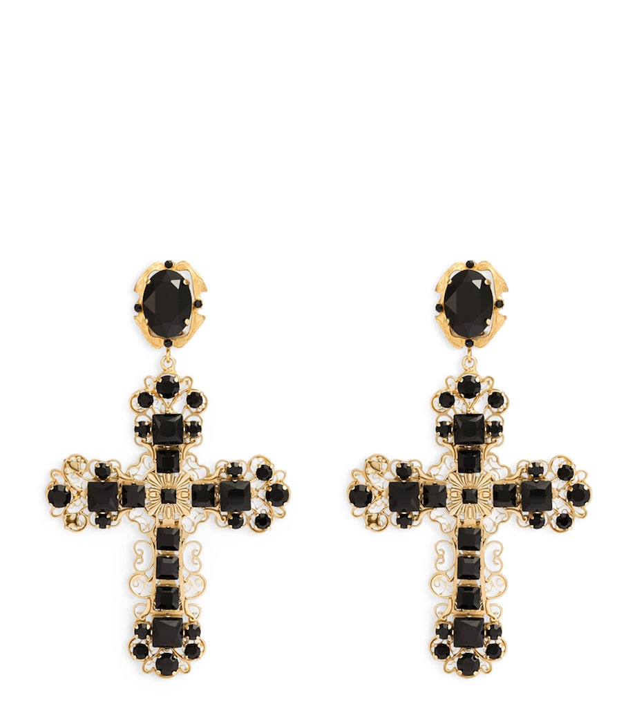 Dolce&Gabbana Cross Clip-On Earrings Nero/oro Image 1