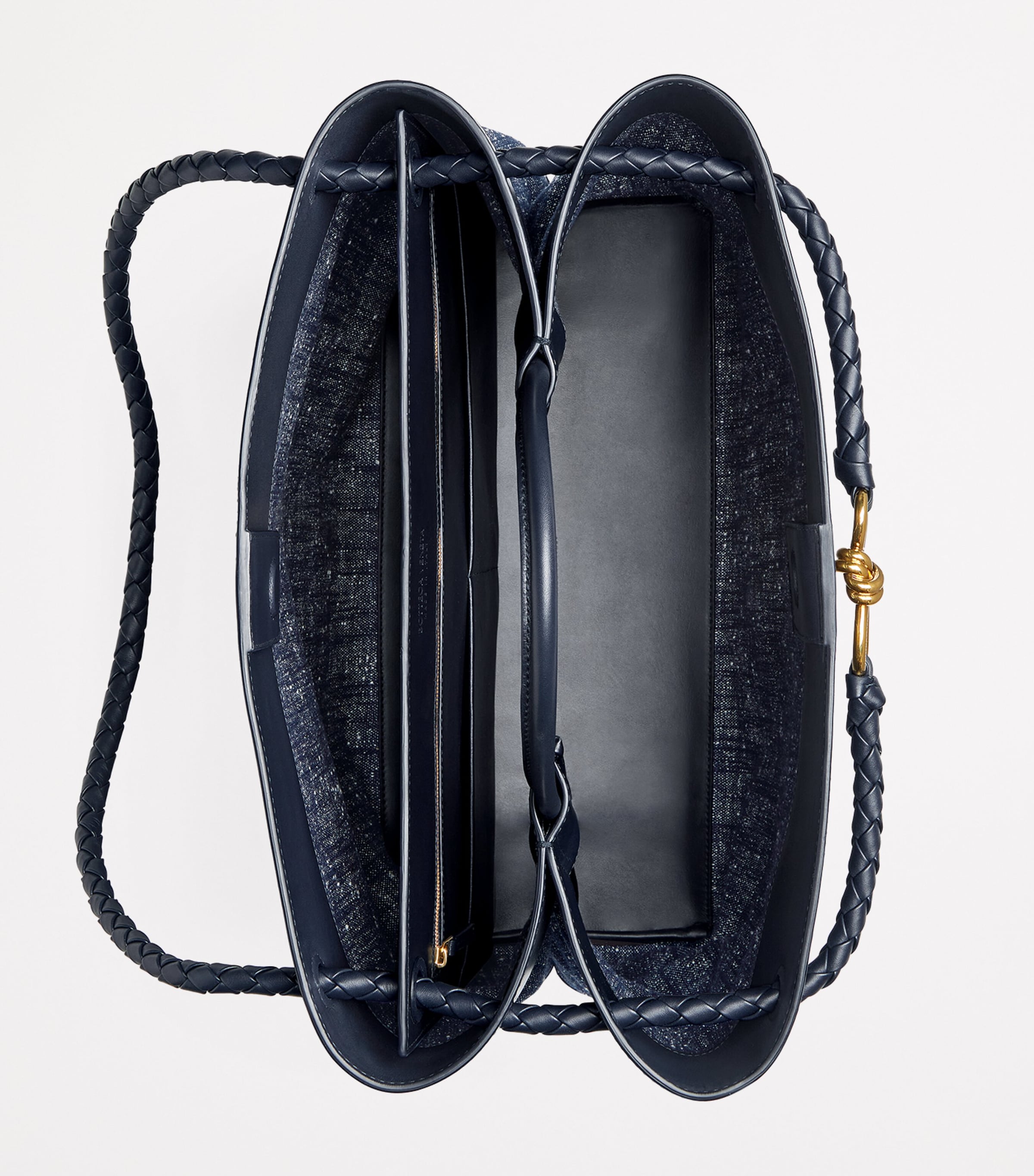 Bottega Veneta Large Denim Bouclé Andiamo Top-Handle Bag