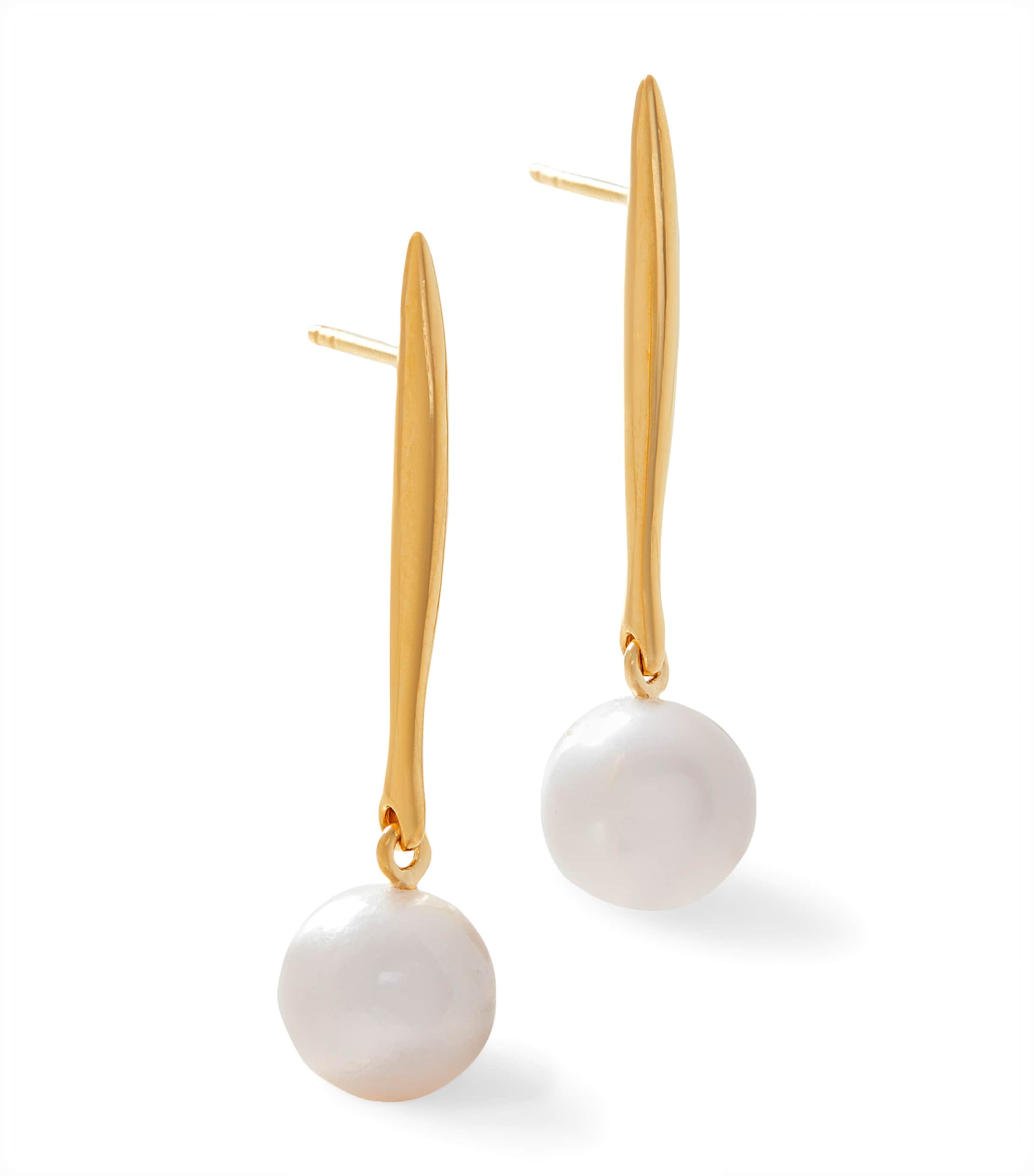 Monica Vinader Gold Vermeil And Pearl Nura Drop Earrings In Gold