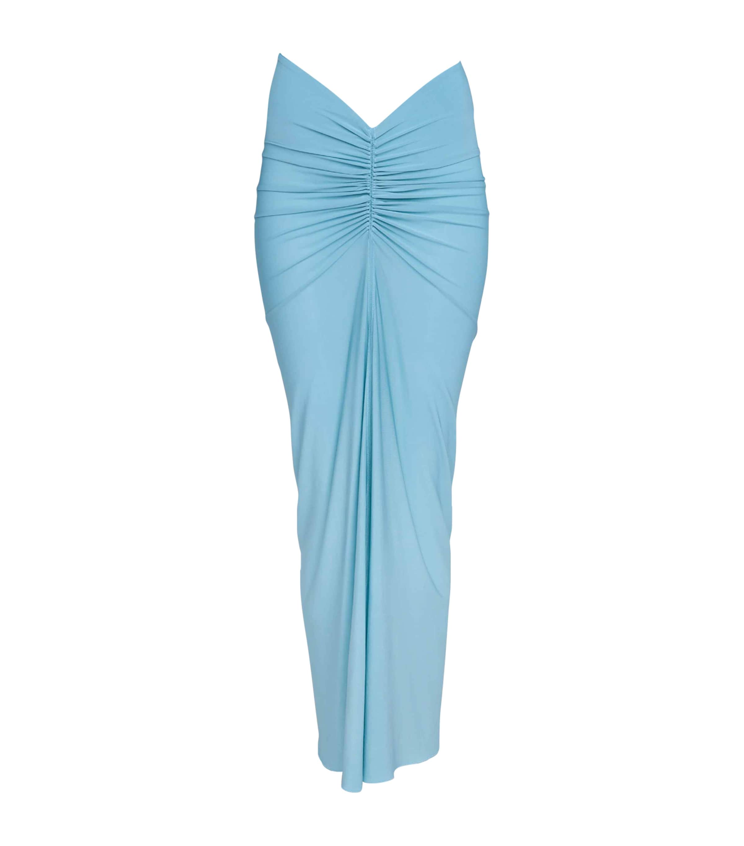 Alaïa Draped Bodycon Maxi Dress In Blue